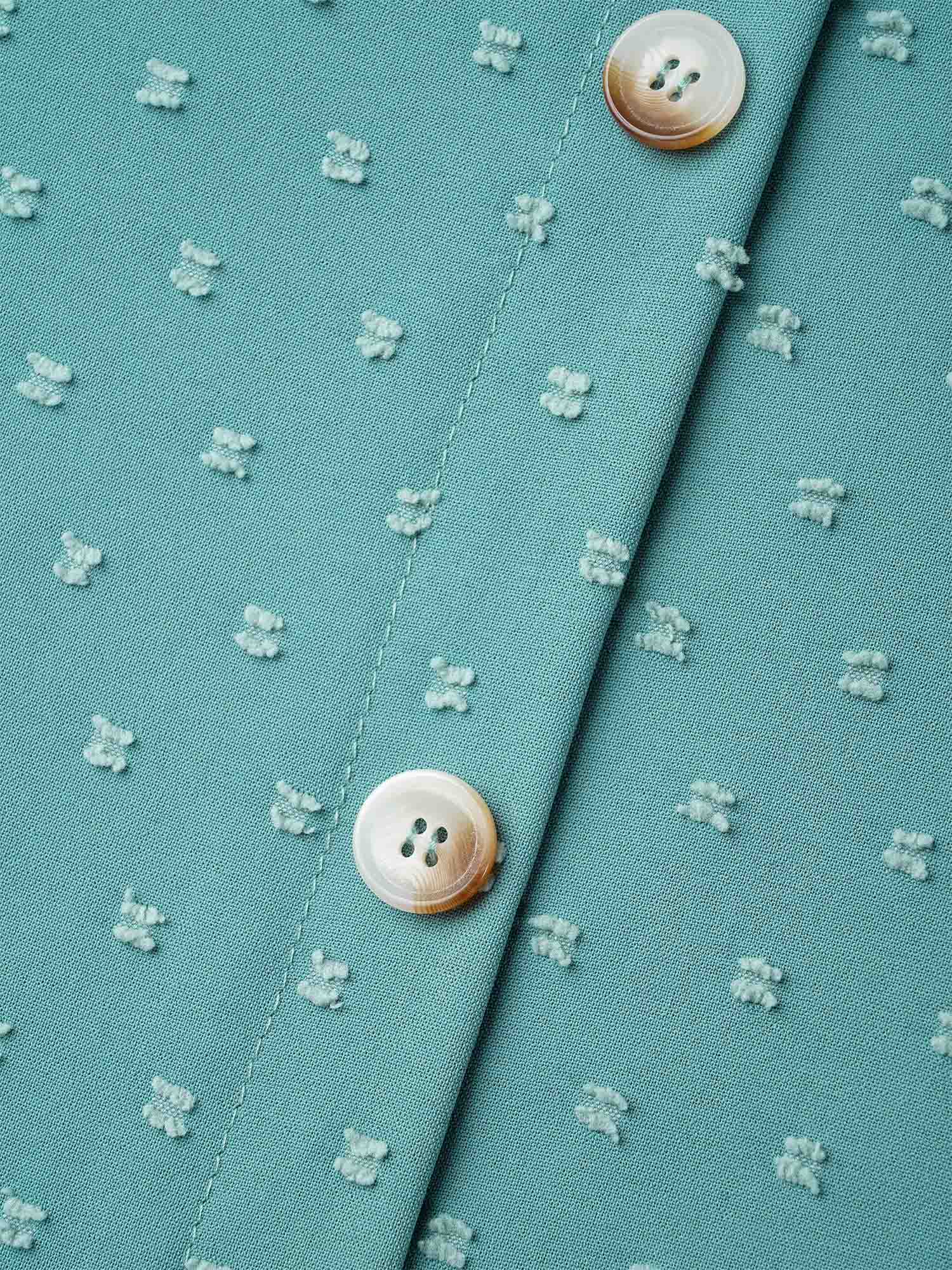 Back-Button Textured V-Neck Shirt - Image 11
