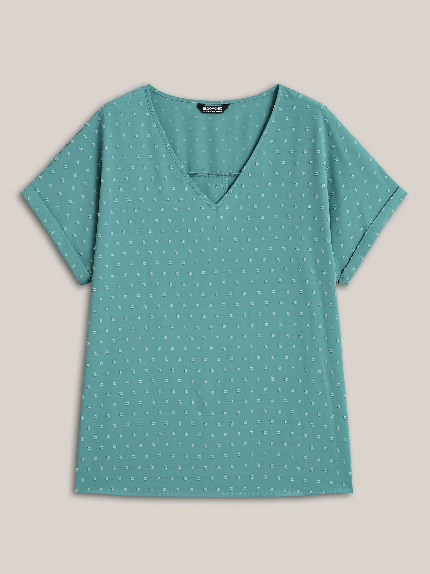 Back-Button Textured V-Neck Shirt - Image 13