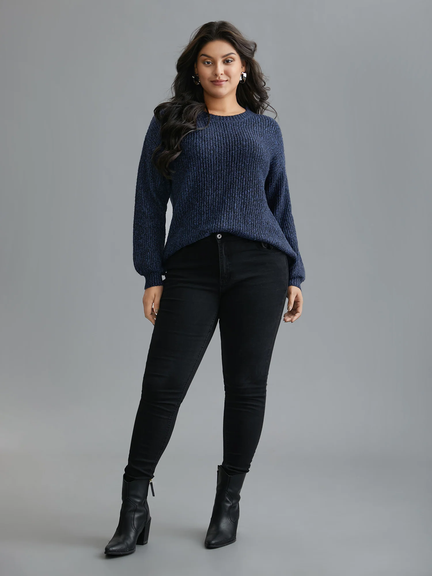 Back Cut-Out Textured Drop Shoulder Sleeve Pullover - Image 3