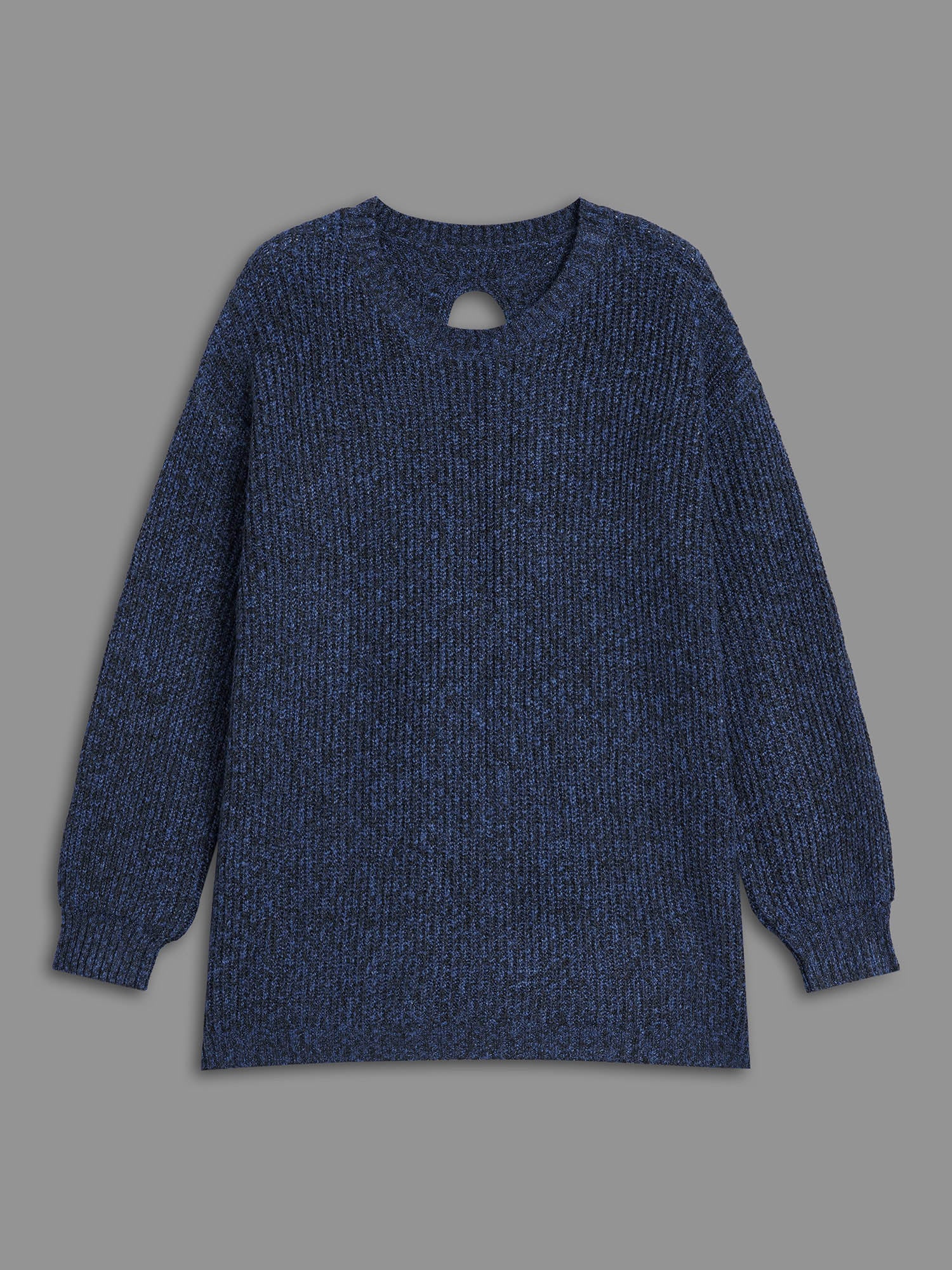 Back Cut-Out Textured Drop Shoulder Sleeve Pullover - Image 8