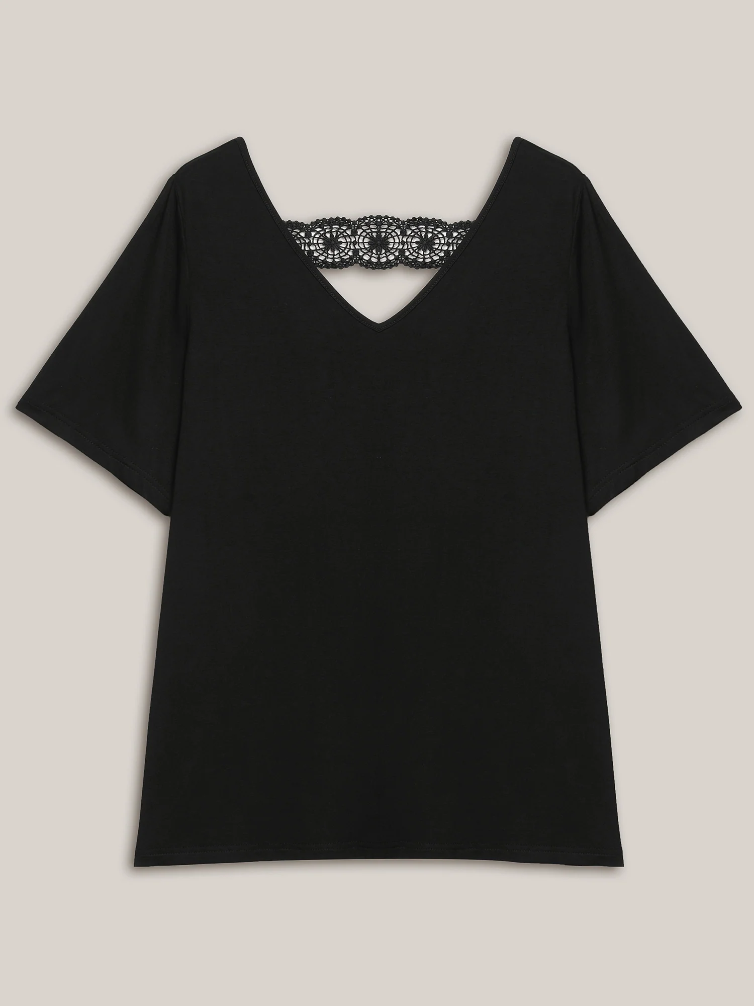 Back Lace Cut-Out V-Neck T-Shirt - Image 6