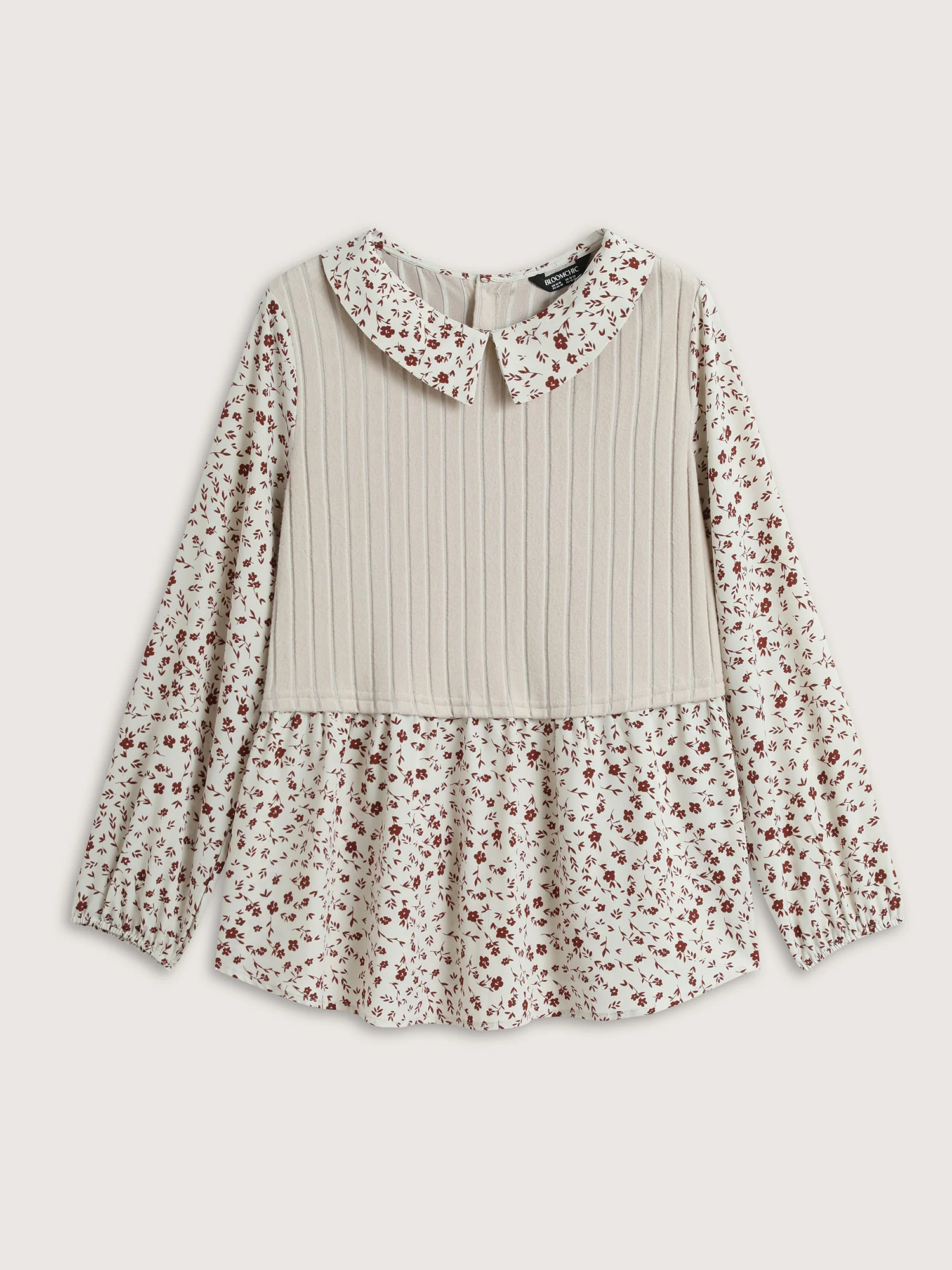 Back Placket Doll Collar Spliced Sweatshirt - Image 7