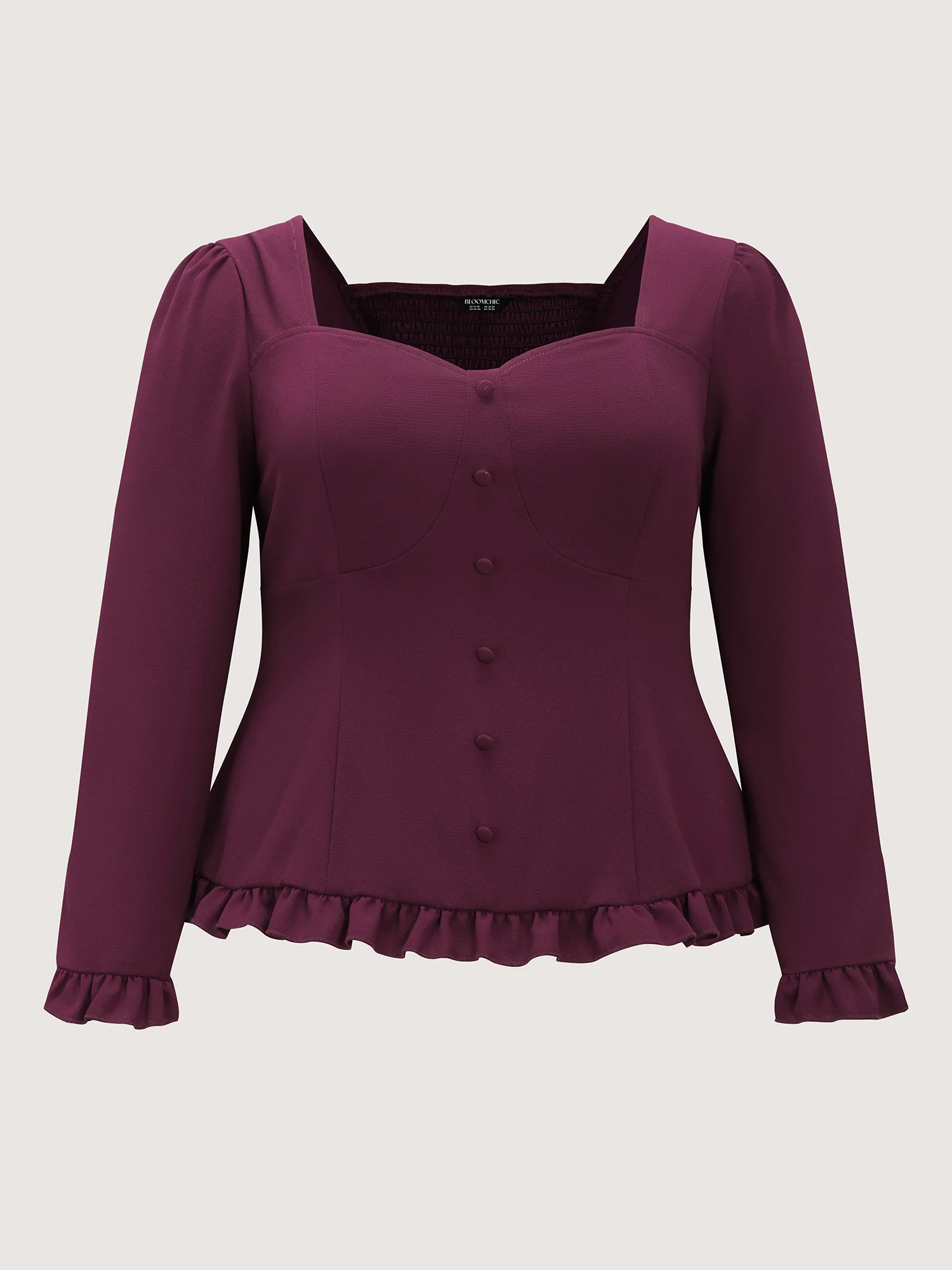 Back-Tie Sweetheart Neckline Ruffled Blouse - Image 7