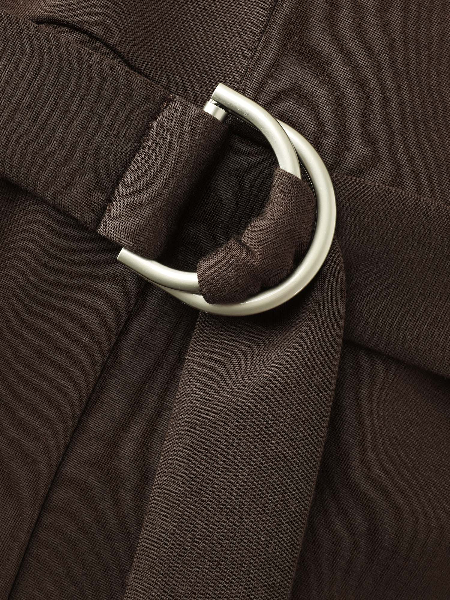 Backless Belted V-Neck Plain Midi Dress - Image 7