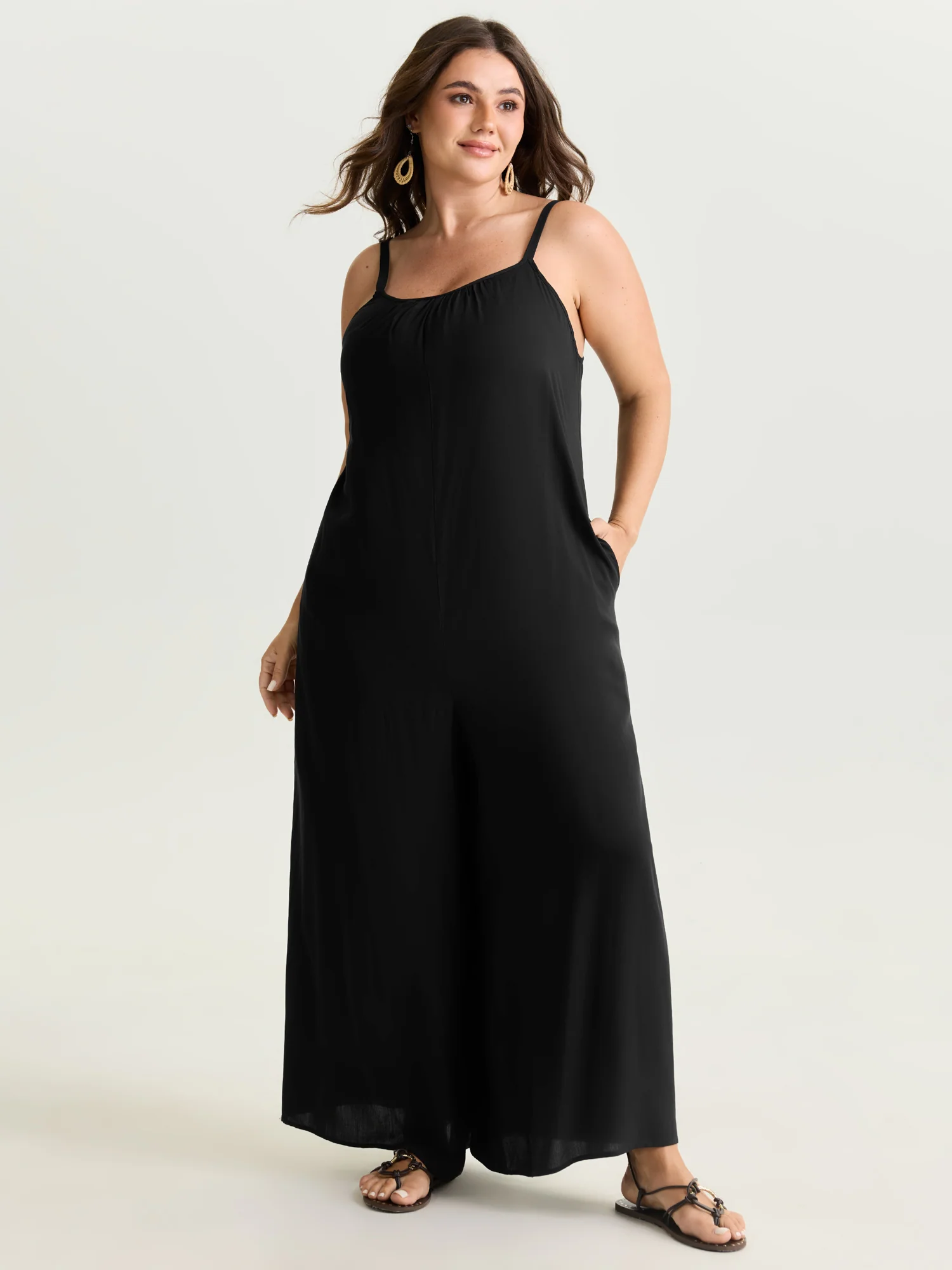 Backless Inclusive Flowy Fit Plain Jumpsuit - Image 2