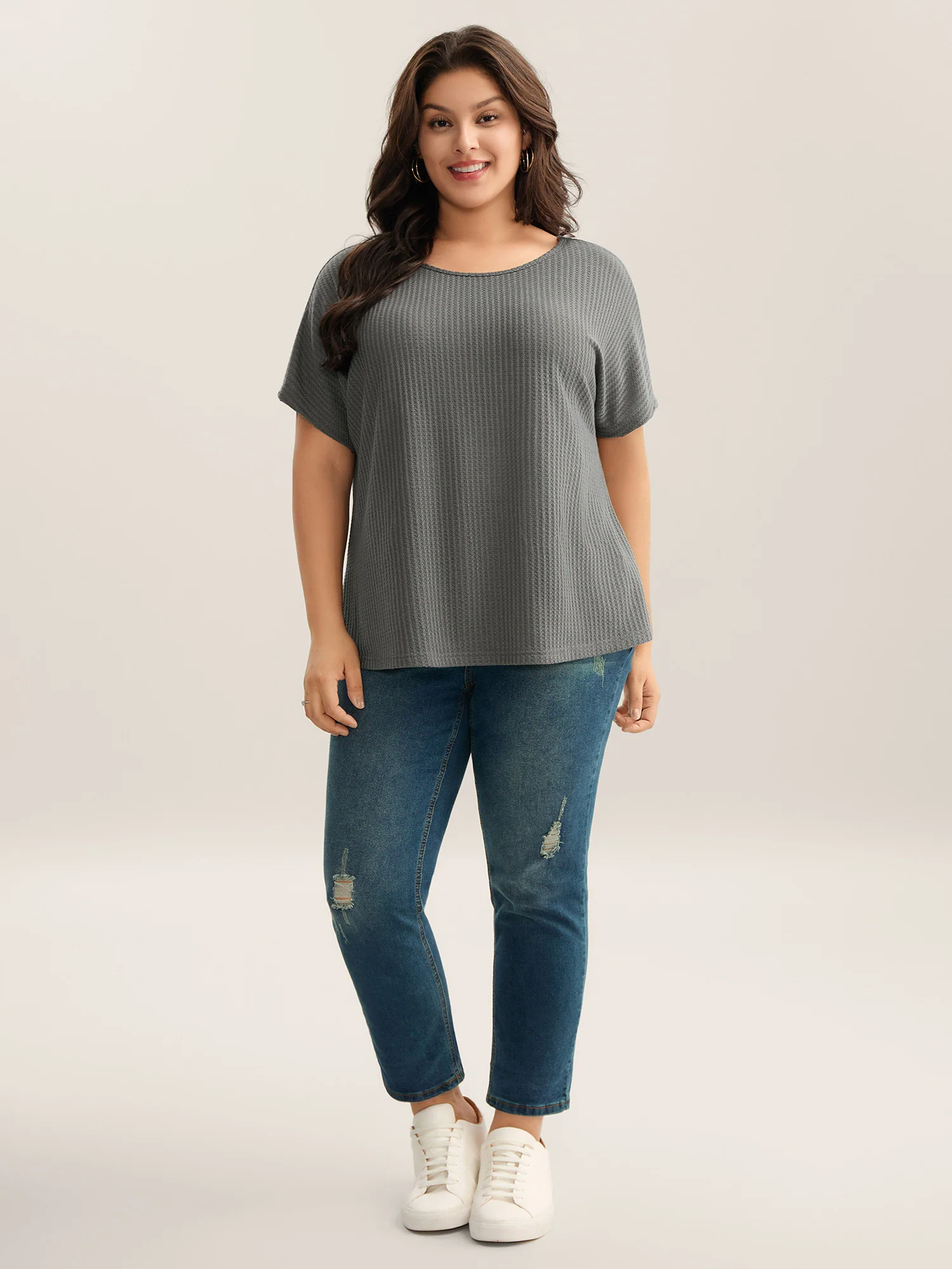 Backless Lace Crossover Solid T-Shirt - Image 3