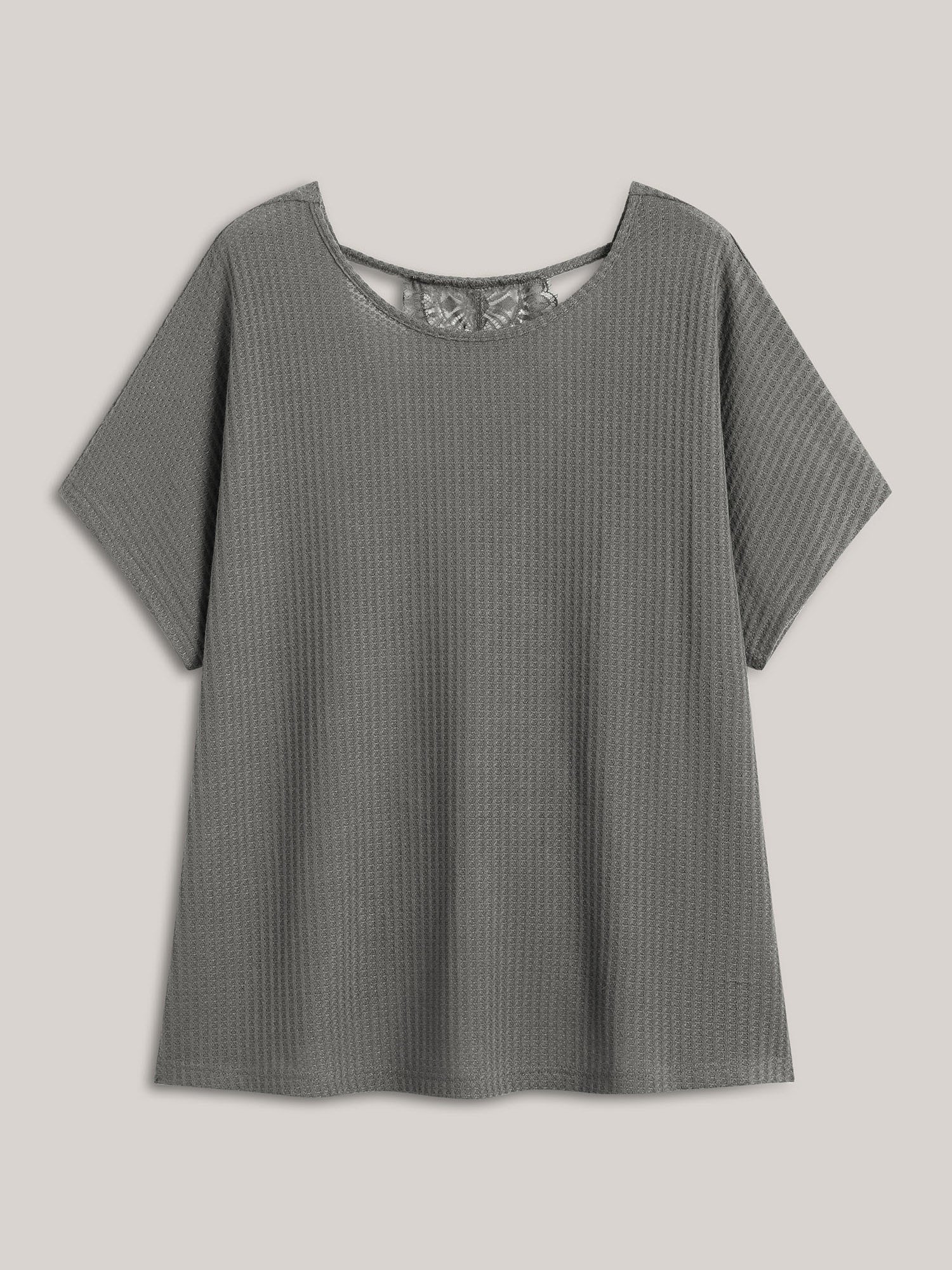 Backless Lace Crossover Solid T-Shirt - Image 7