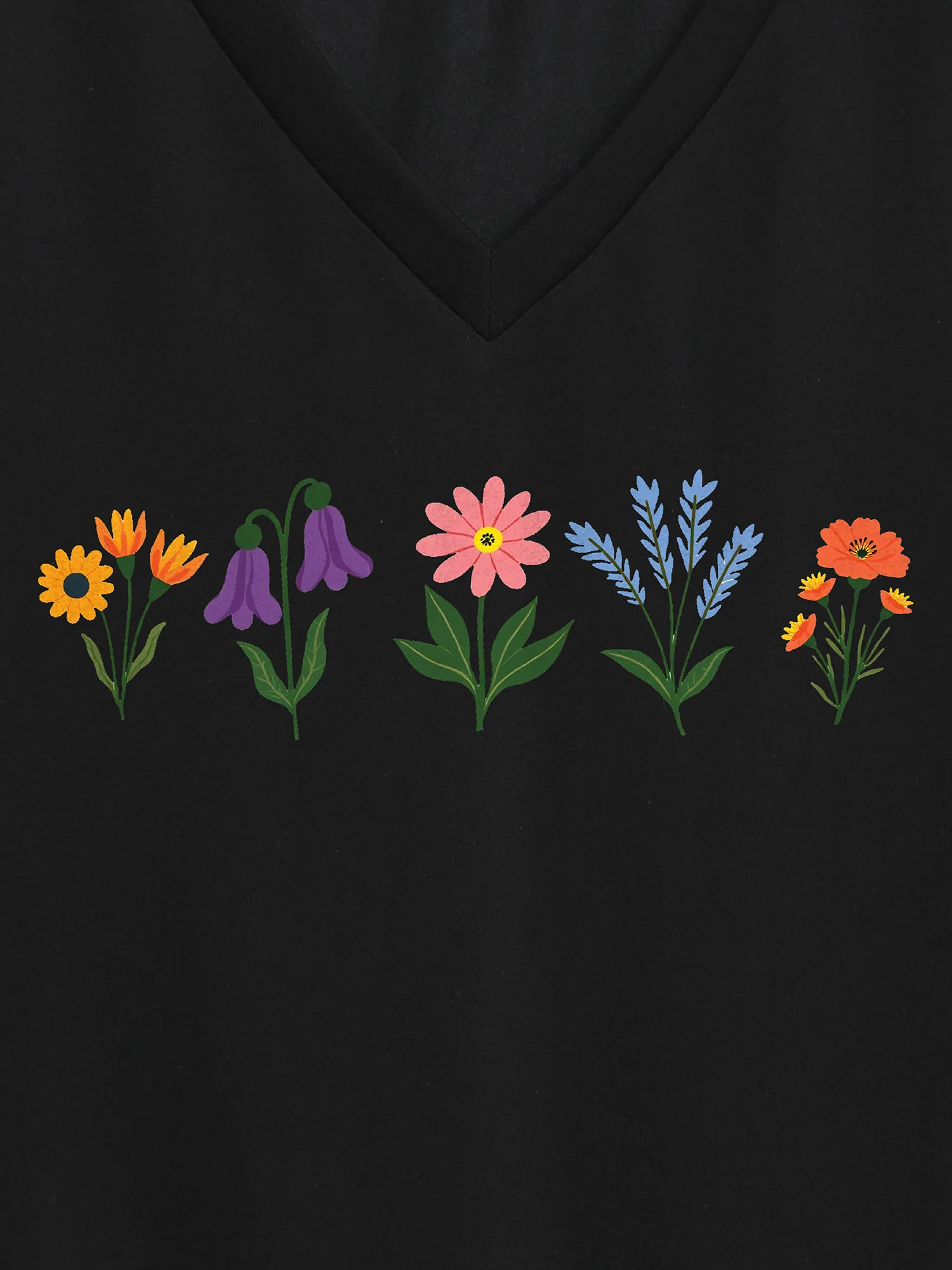 Backyard Flowers Pattern V-Neck T-Shirt - Image 2
