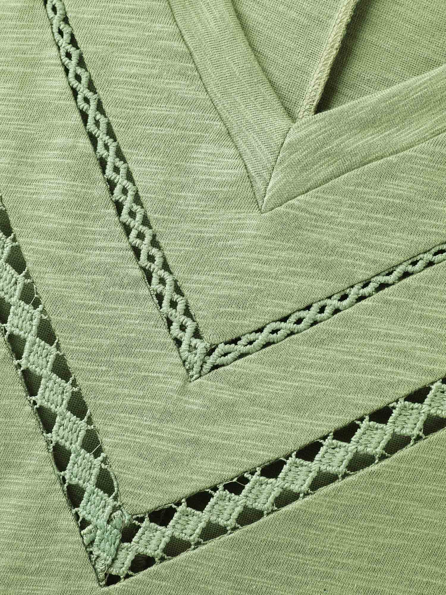 Bamboo Fabric Lace Trim Flowy T-Shirt - Image 5