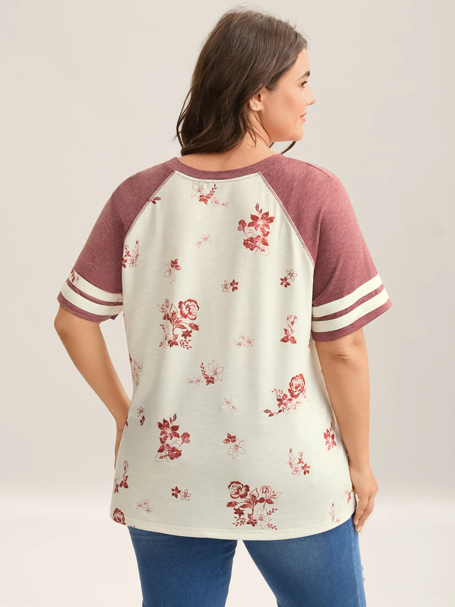 Bamboo Stretchy Color Contrast Printed T-Shirt - Image 2