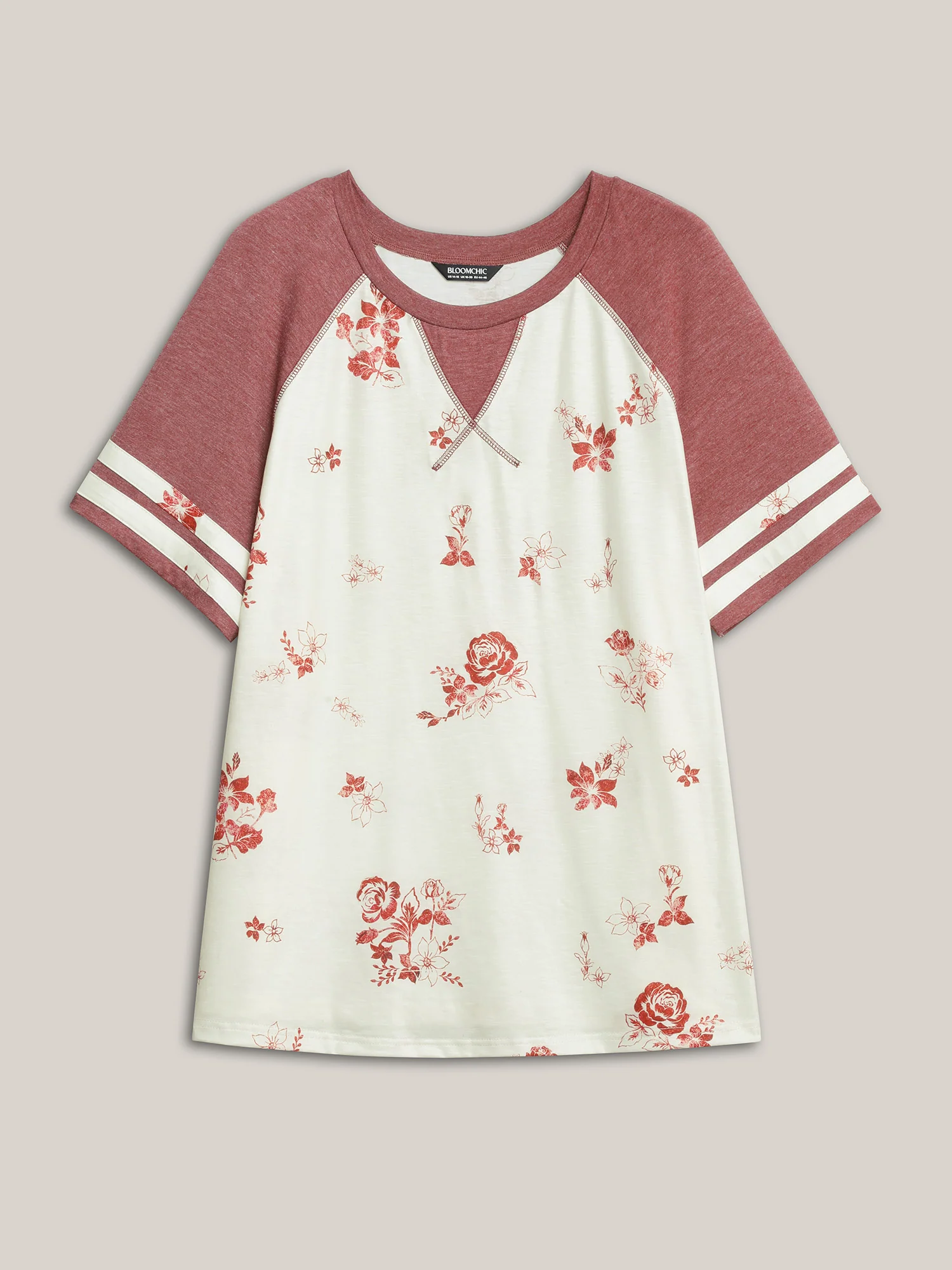 Bamboo Stretchy Color Contrast Printed T-Shirt - Image 6