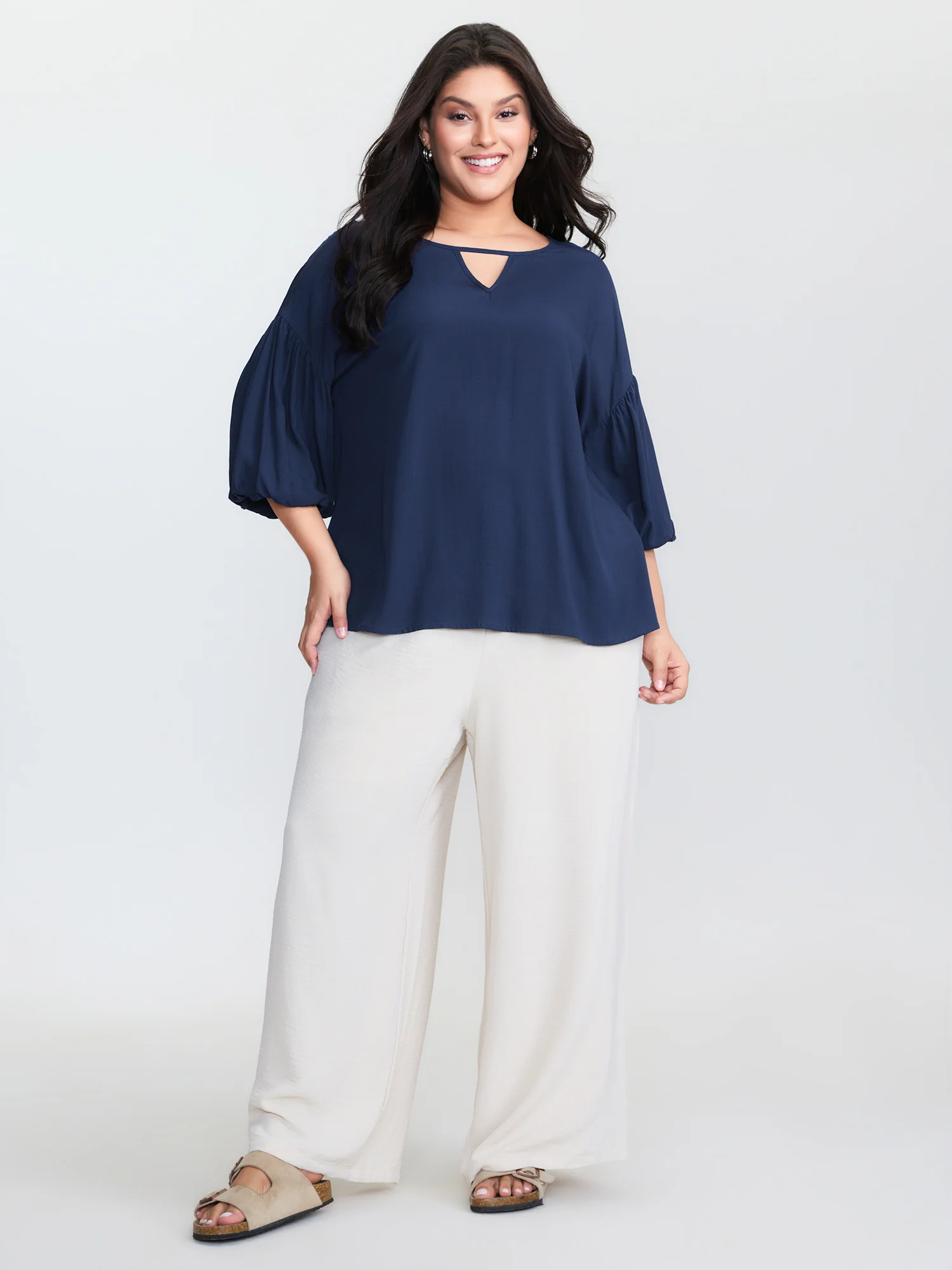 Bamboo Textured Back-Tie Blouse - Image 3