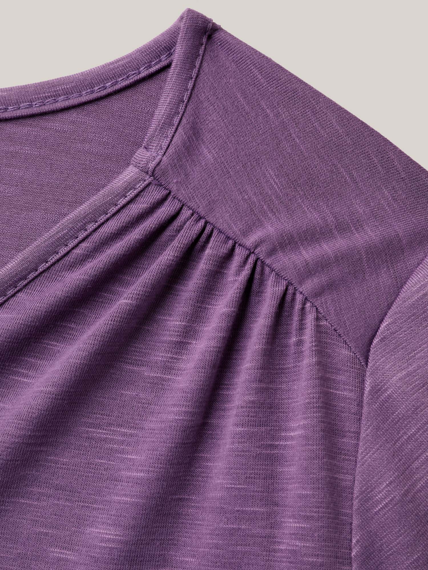 Bamboo Textured Pleated Shoulder Button T-Shirt - Image 5