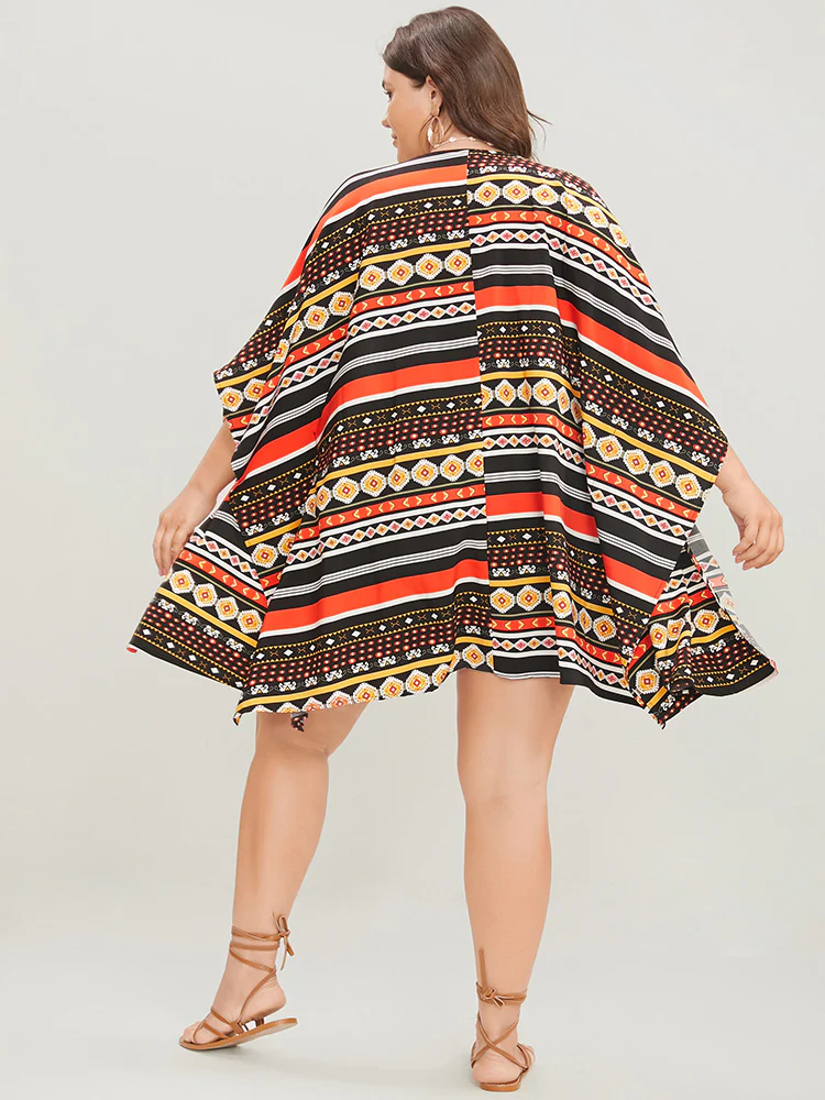 Bandana Dolman Sleeve Open Front Cover Up - Image 6