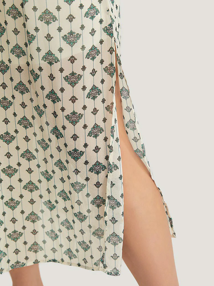Bandana Dolman Sleeve Pocket Cold Shoulder Split Dress - Image 9
