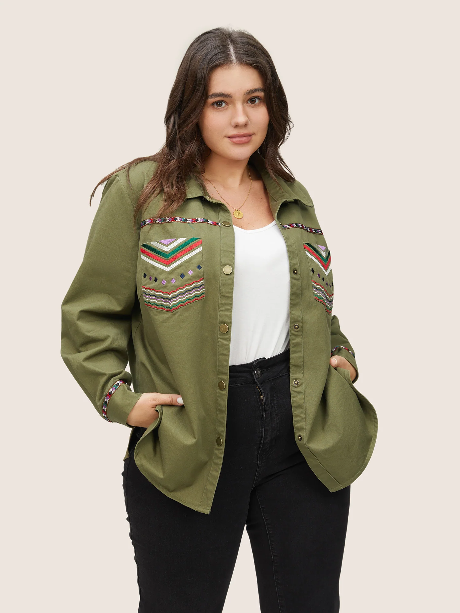 Bandana Embroidered Patched Pocket Jacket - Image 3