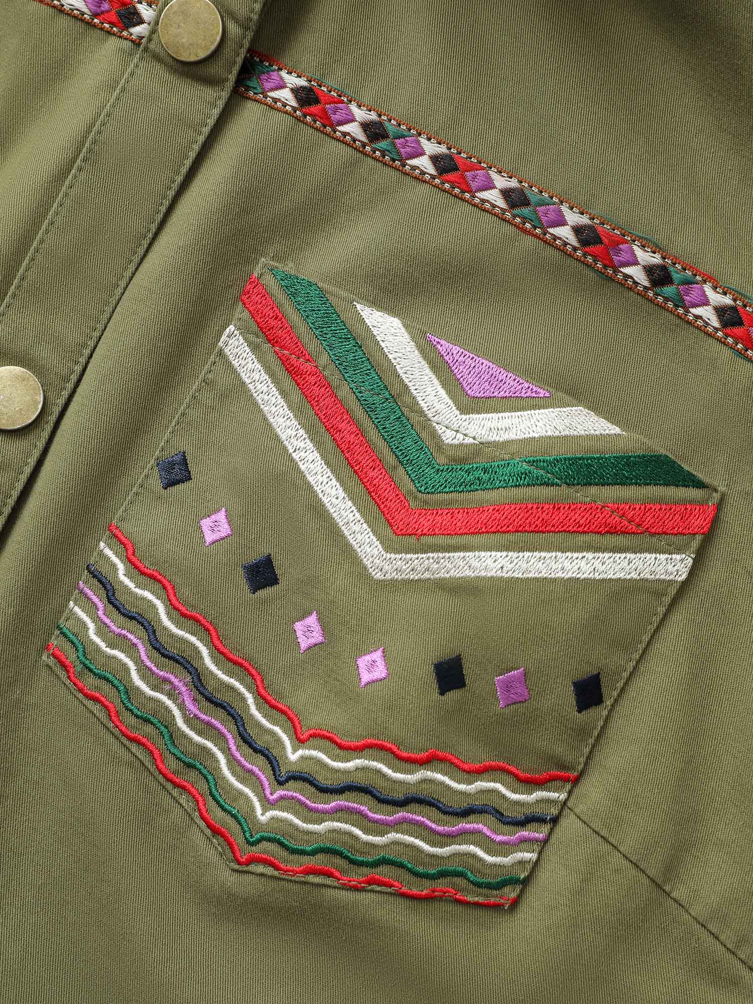 Bandana Embroidered Patched Pocket Jacket - Image 7
