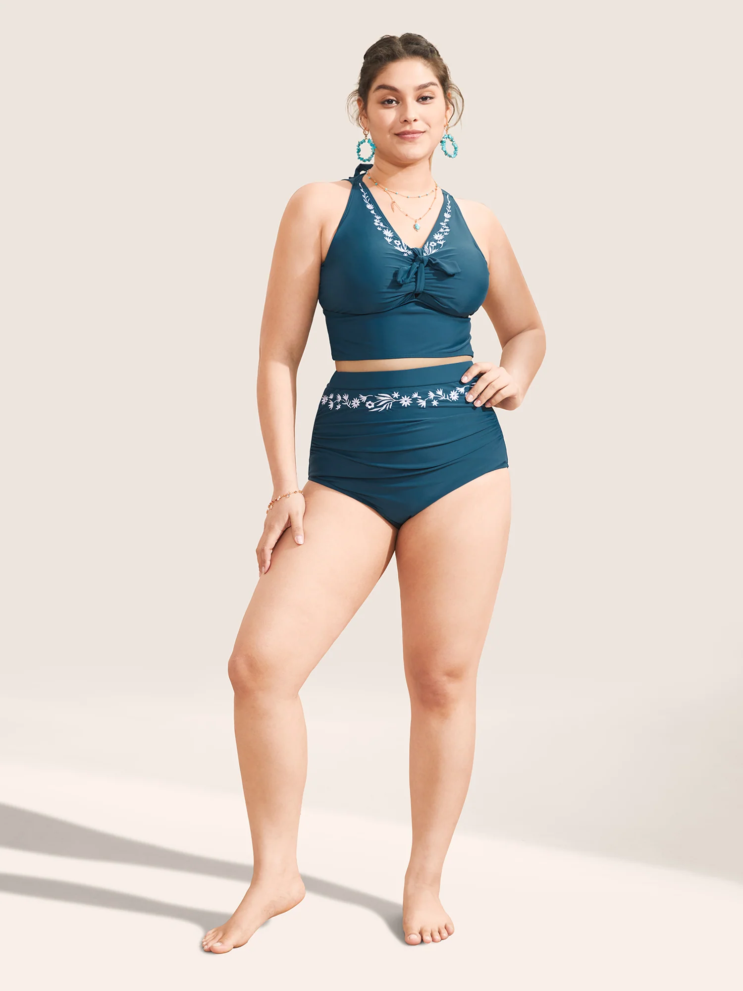 Bandana Floral Embroidered High Rise Swim Bottom - Image 3