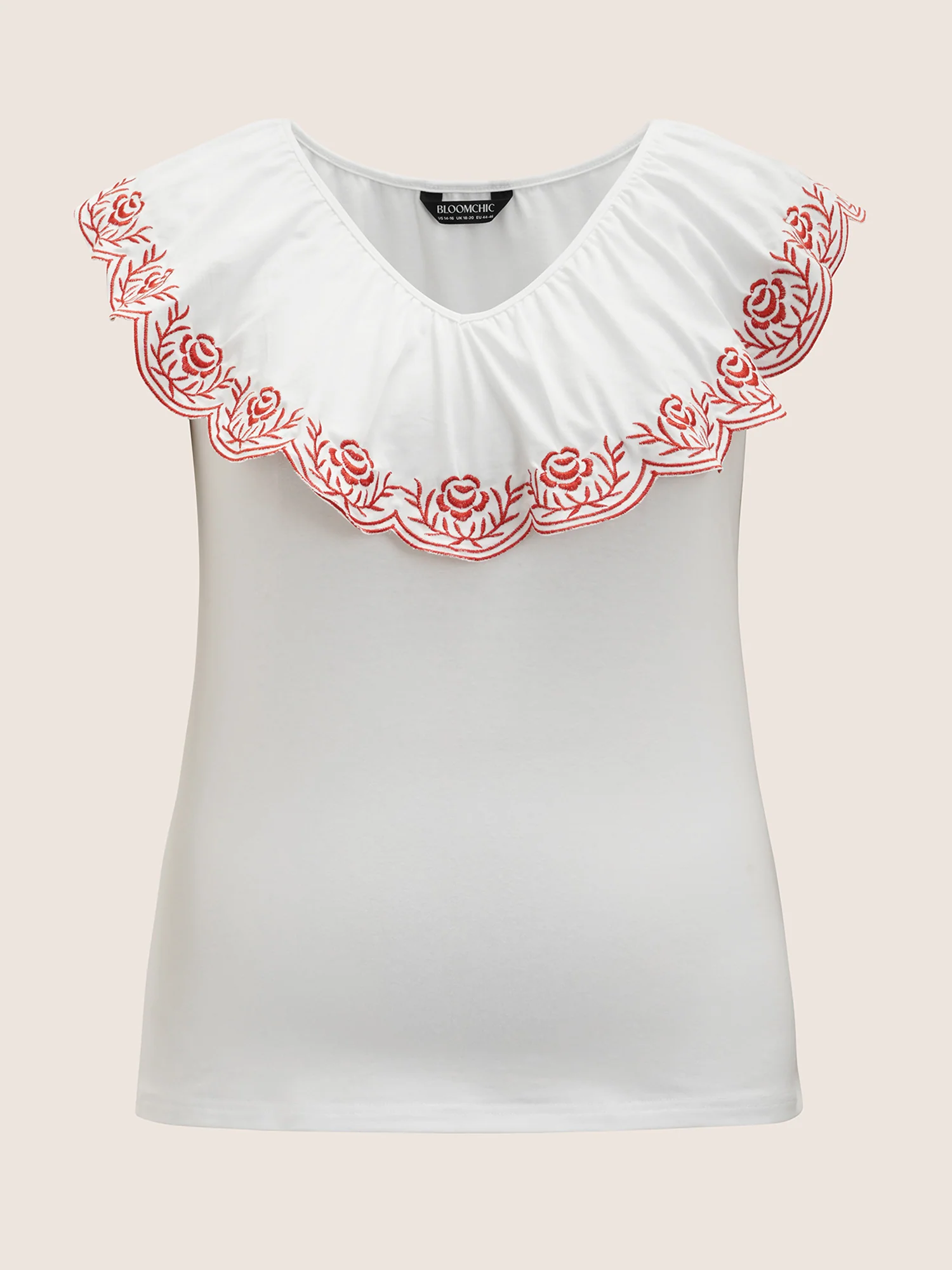 Bandana Floral Embroidered Ruffle Trim Tank Top - Image 7