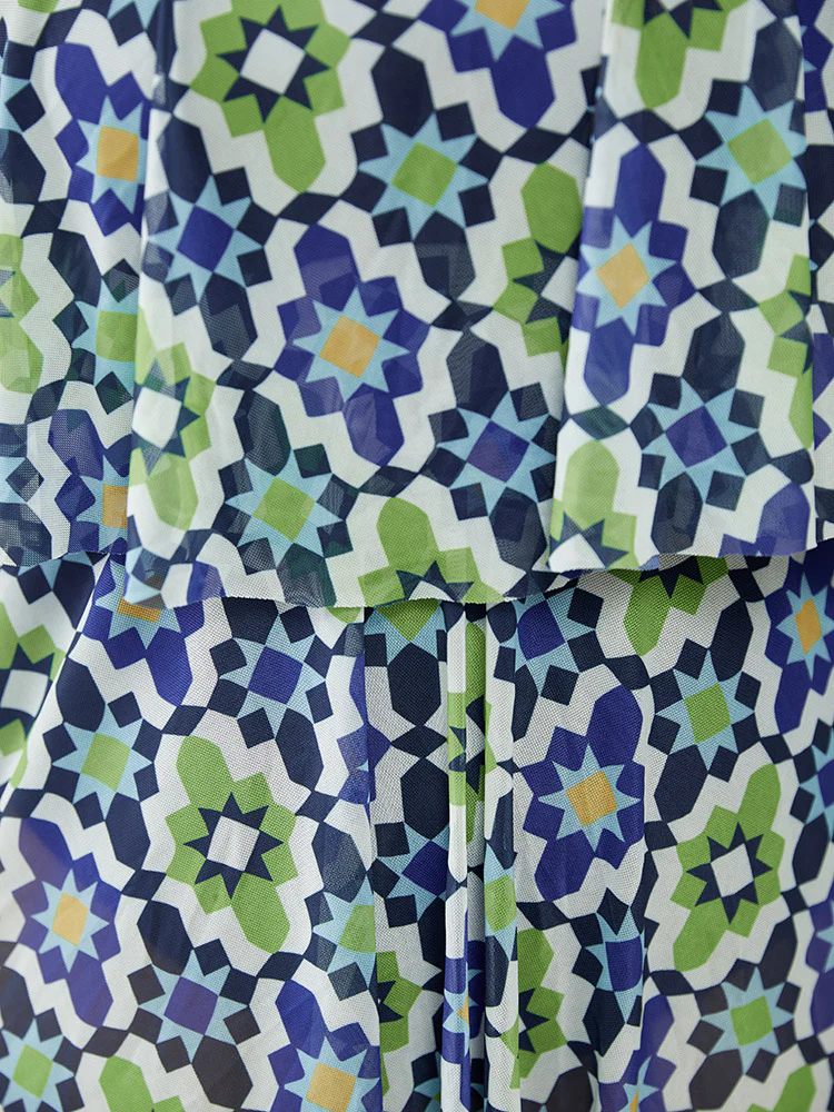 Bandana & Geo Crisscross Ruffle Tiered Swim Dress - Image 11