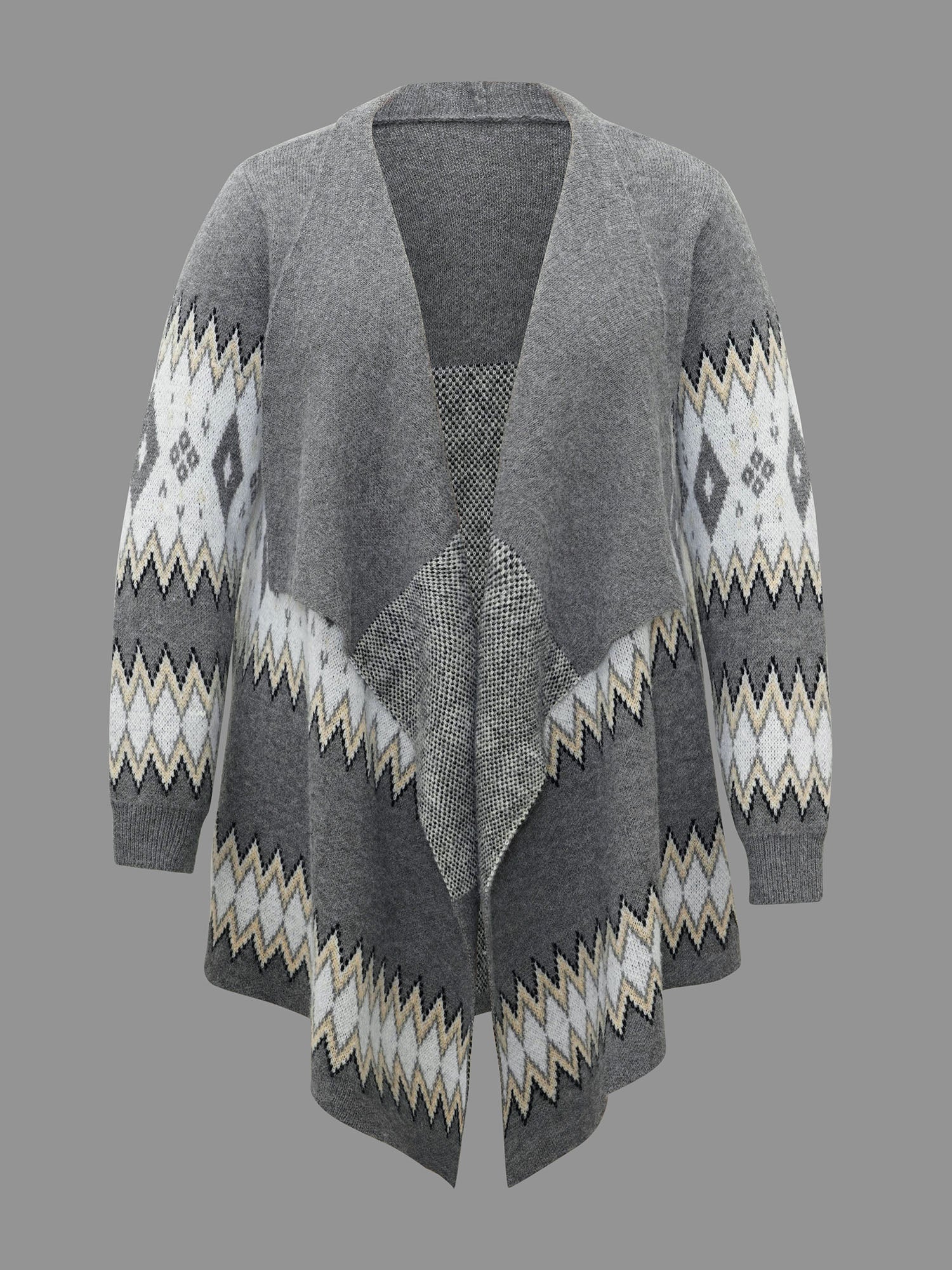 Bandana Geometric Asymmetrical Hem Cardigan - Image 8
