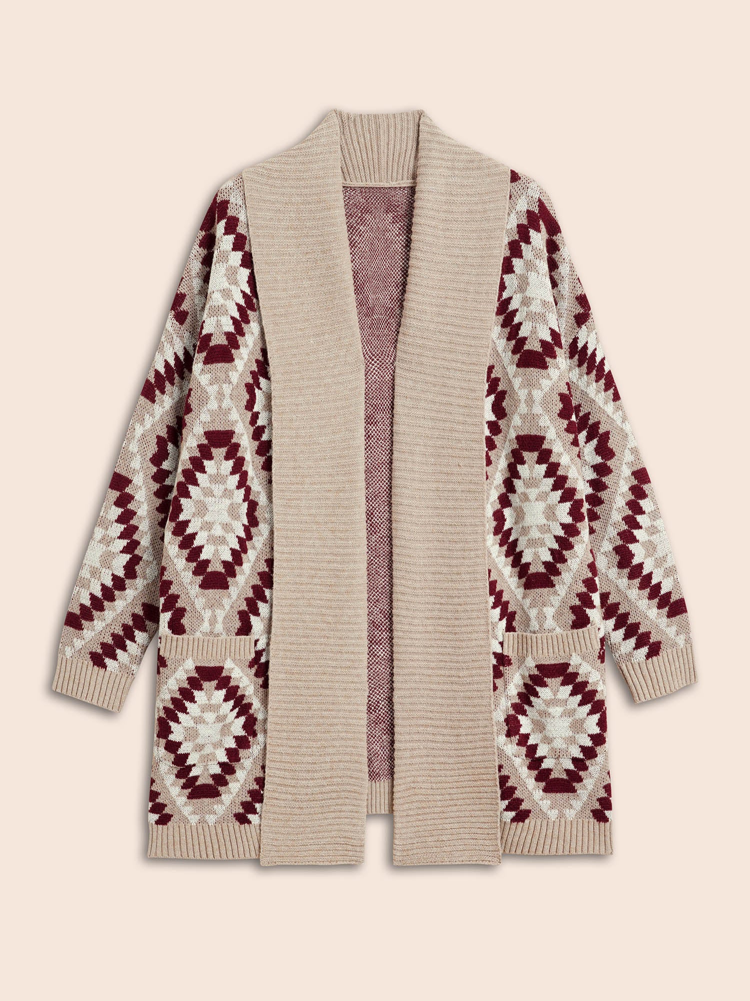 Bandana Geometric Lapel Collar Cardigan - Image 7