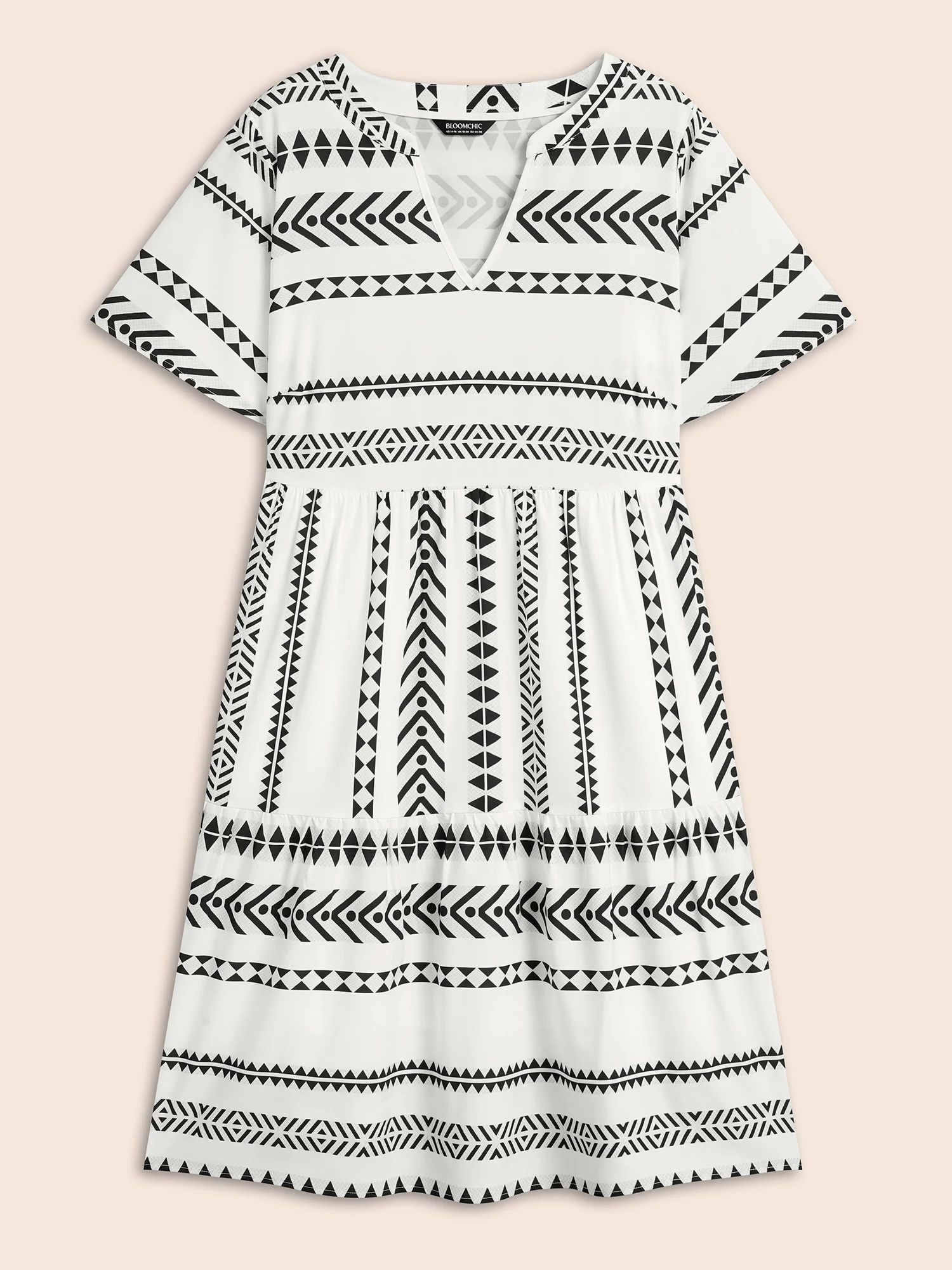 Bandana Geometric Ruffle Sleeve Babydoll Dress - Image 8