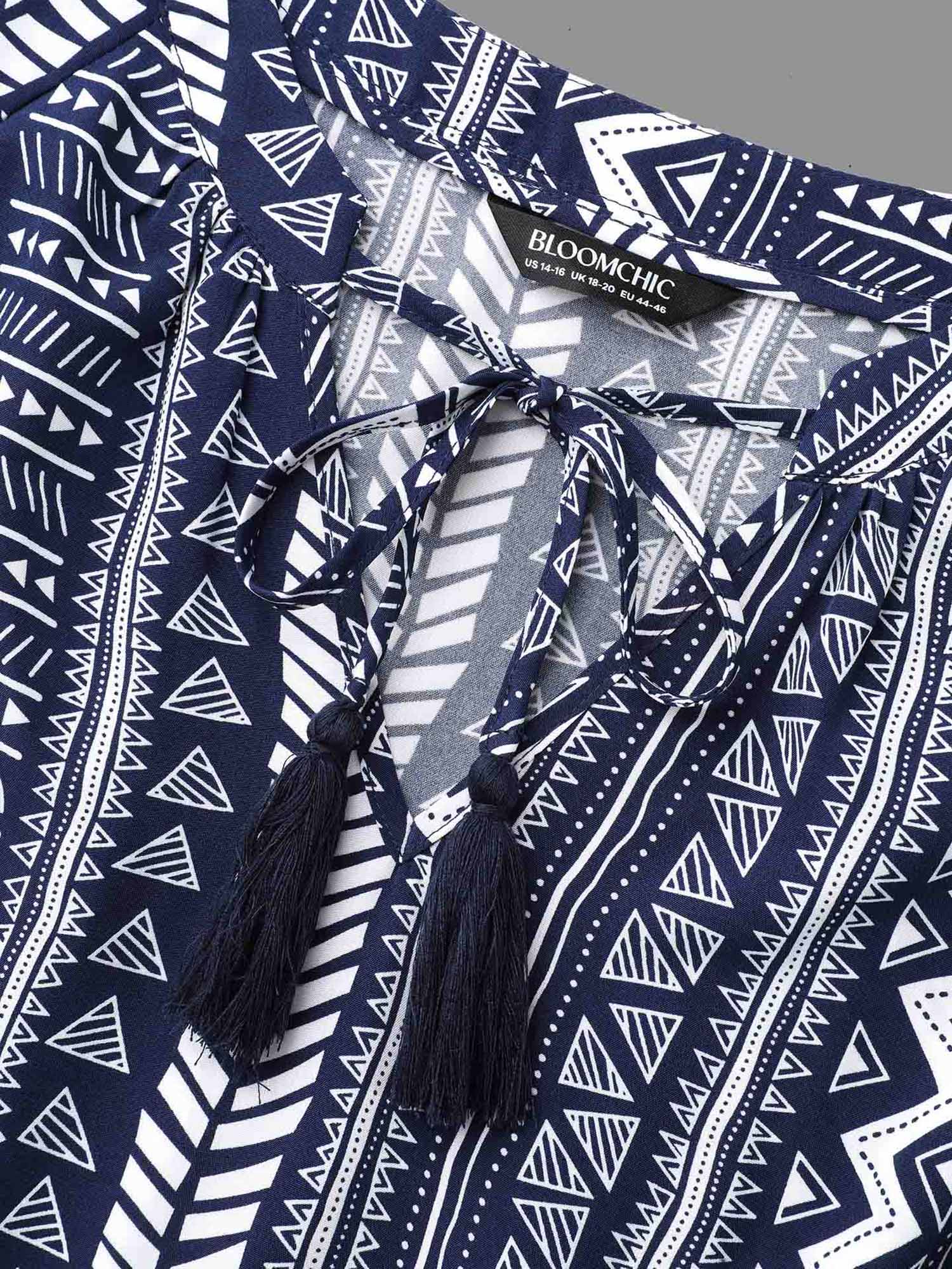 Bandana Geometric Tassels Tie Knot Dress - Image 6
