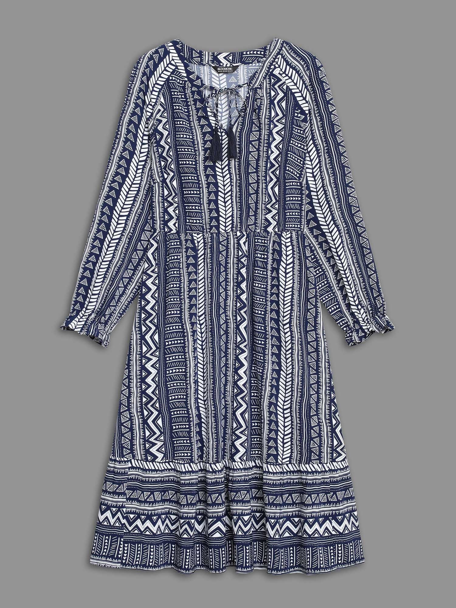 Bandana Geometric Tassels Tie Knot Dress - Image 8