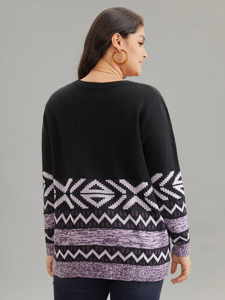 Bandana Jacquard Heather Patchwork Pullover - Image 2