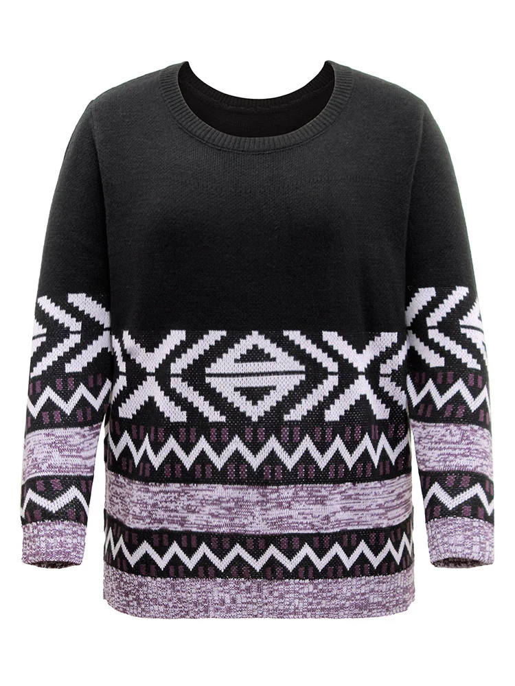 Bandana Jacquard Heather Patchwork Pullover - Image 6