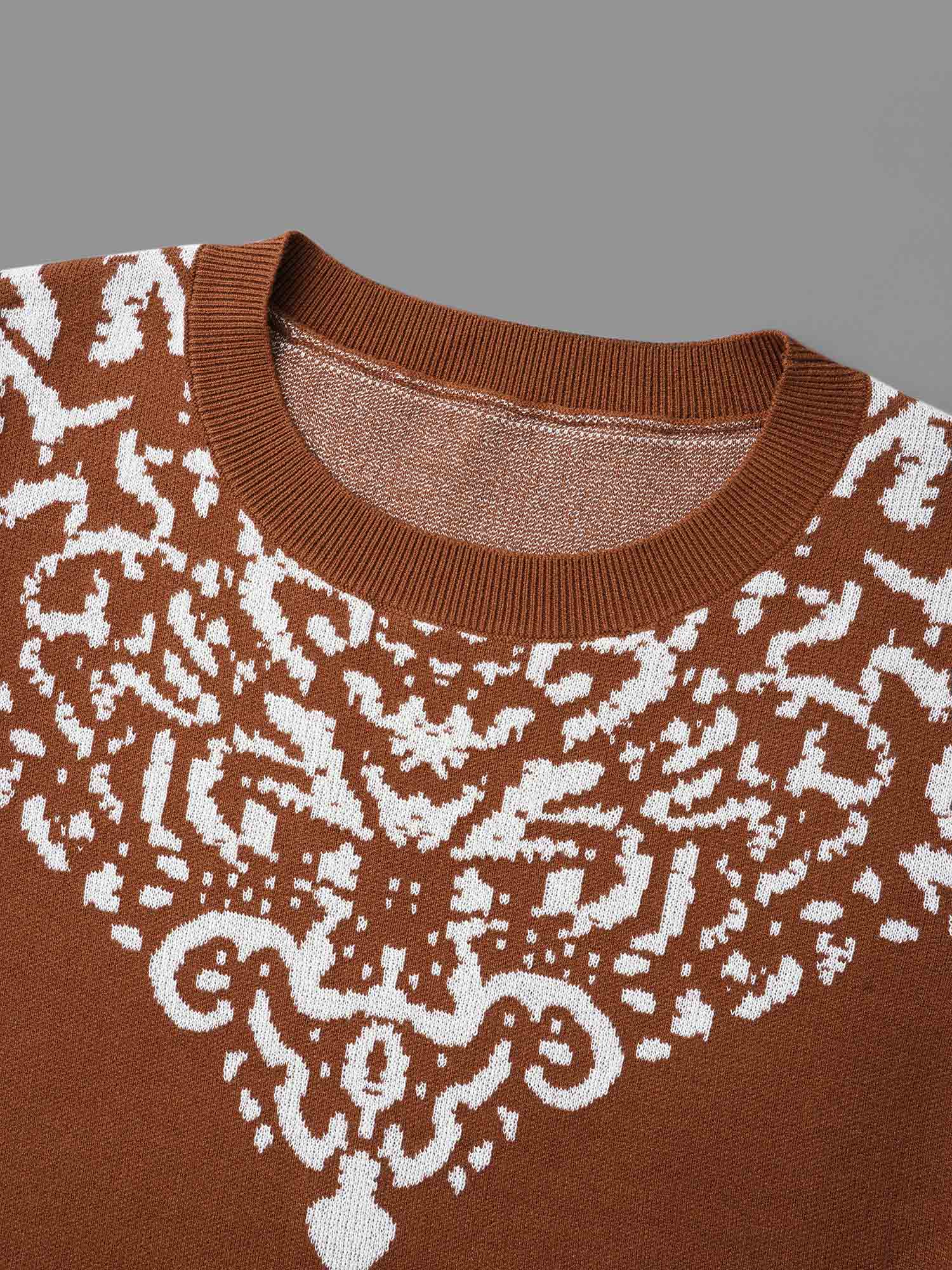 Bandana Jacquard Pattern Round Neck Pullover - Image 6