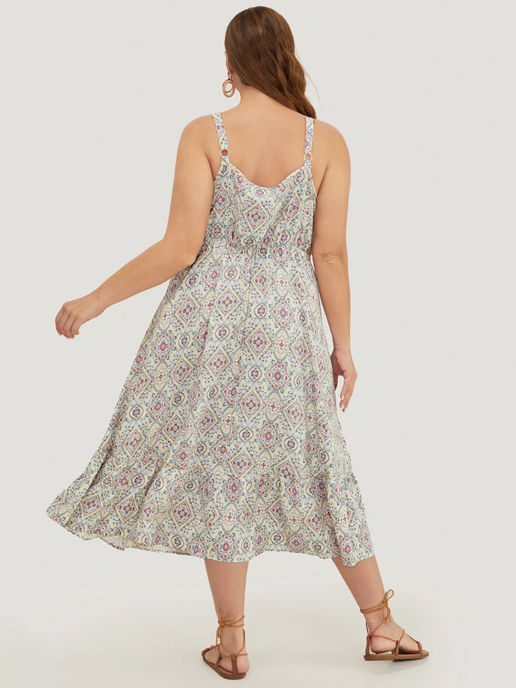 Bandana Knotted Pocket Ruffle Hem Empire Waist Cami Dress - Image 5