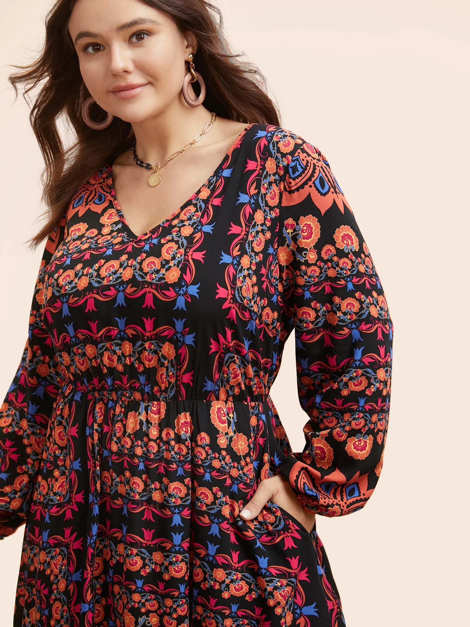 Bandana Lantern Sleeve Midi Dress - Image 3