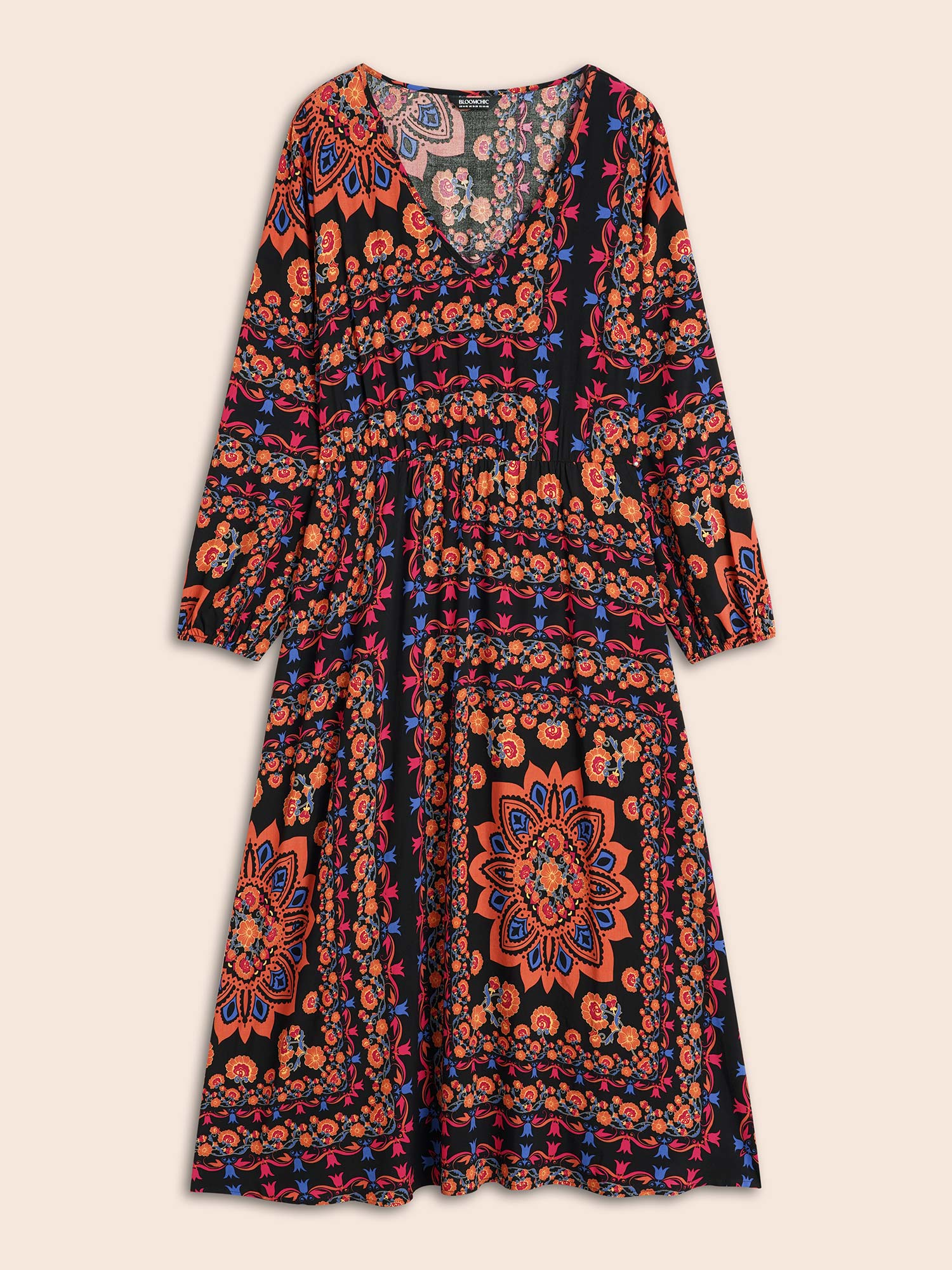 Bandana Lantern Sleeve Midi Dress - Image 7