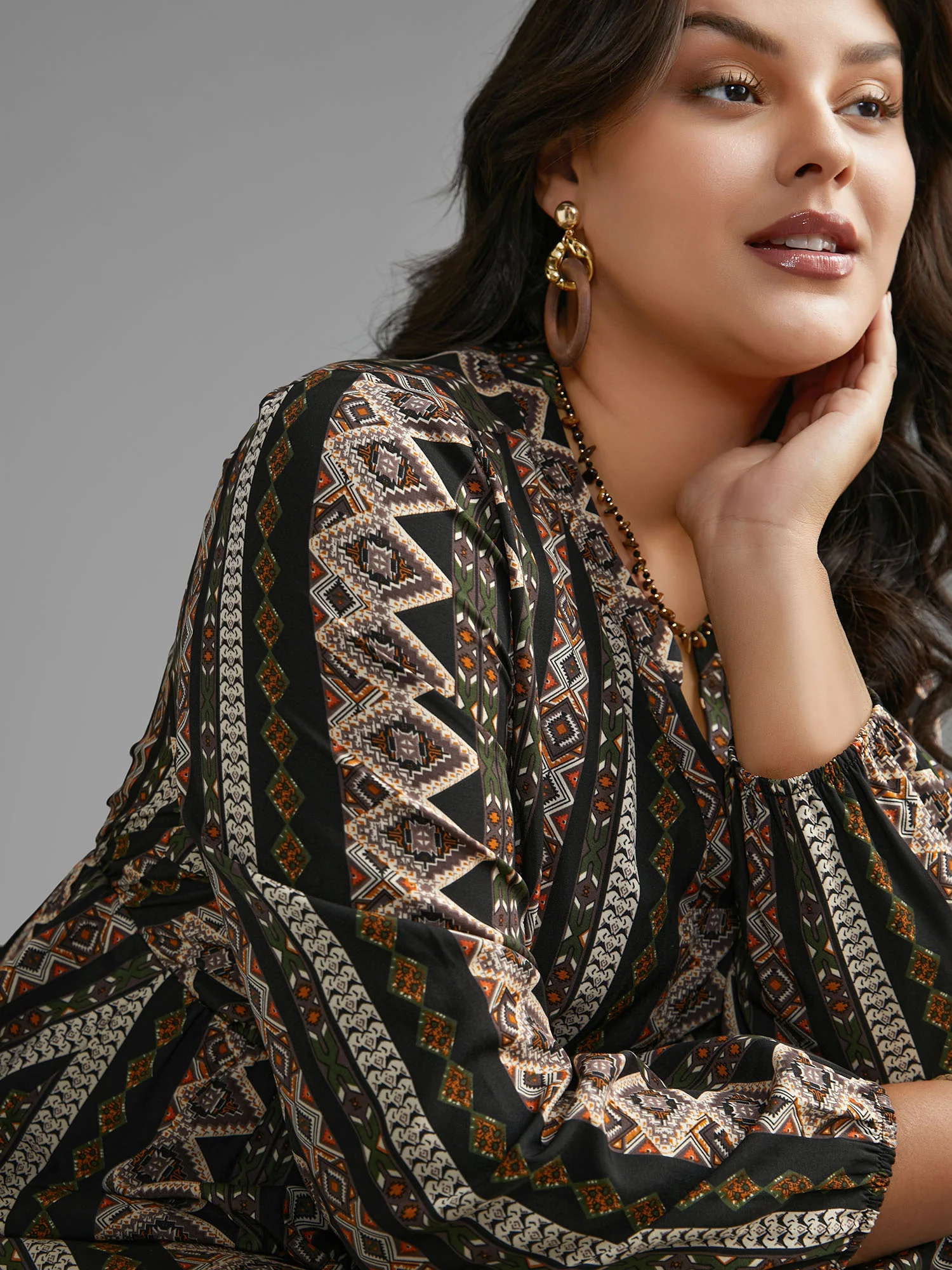 Bandana Lantern Sleeve Ruffle Hem Dress - Image 2