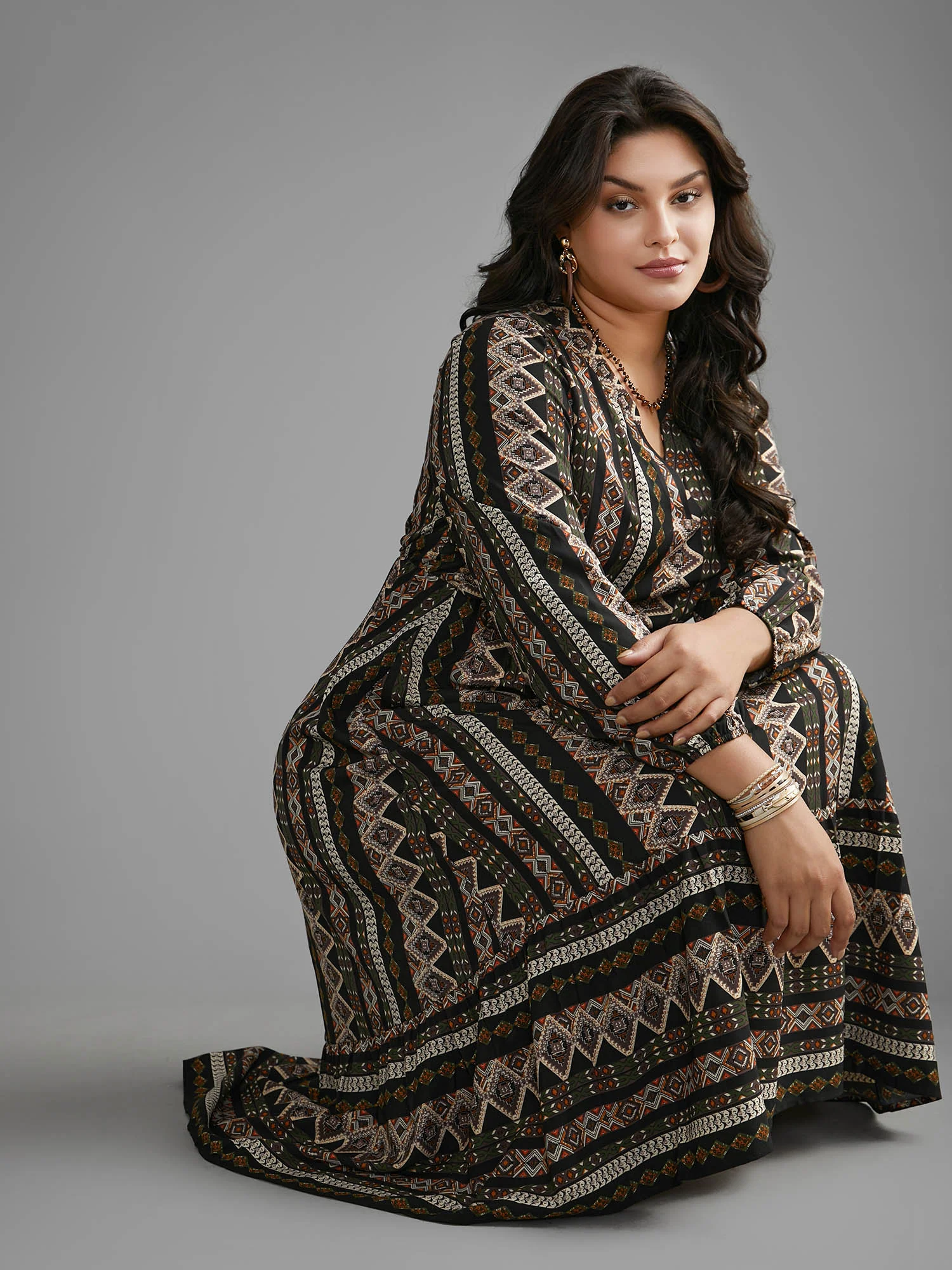 Bandana Lantern Sleeve Ruffle Hem Dress - Image 4
