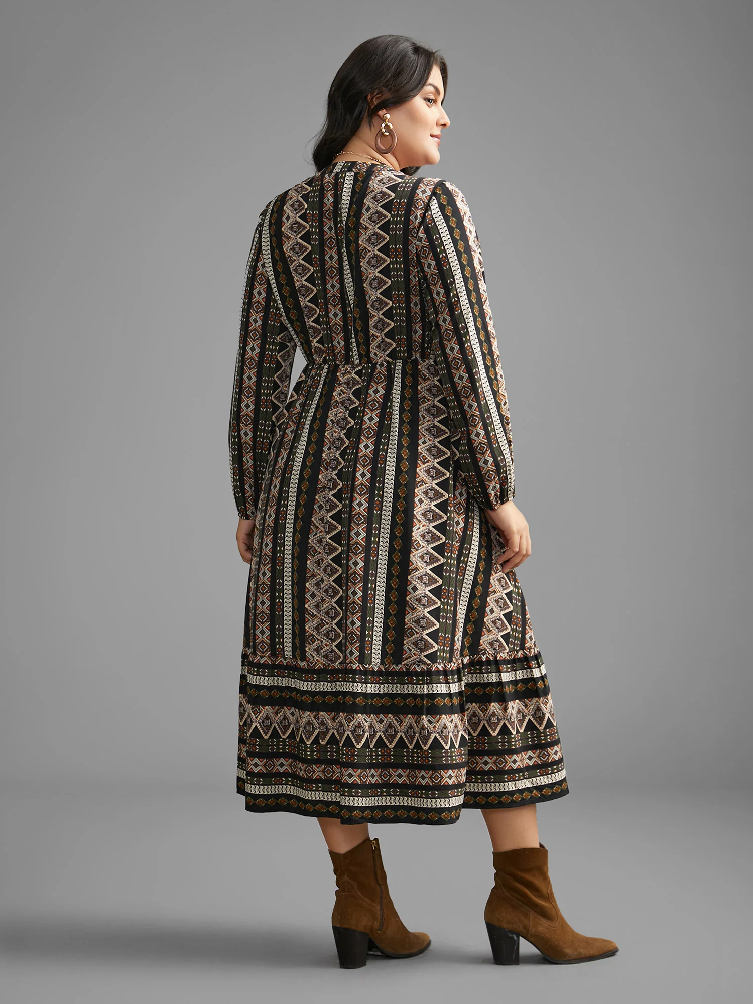 Bandana Lantern Sleeve Ruffle Hem Dress - Image 5