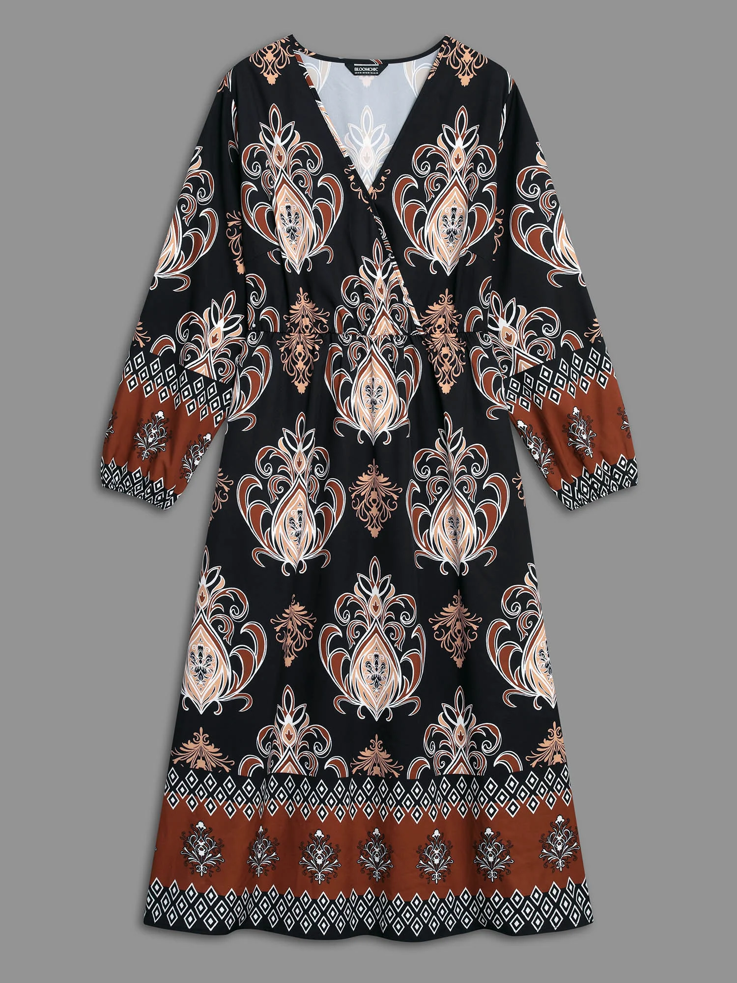 Bandana Overlap Collar Elastic Waist Dress - Image 7
