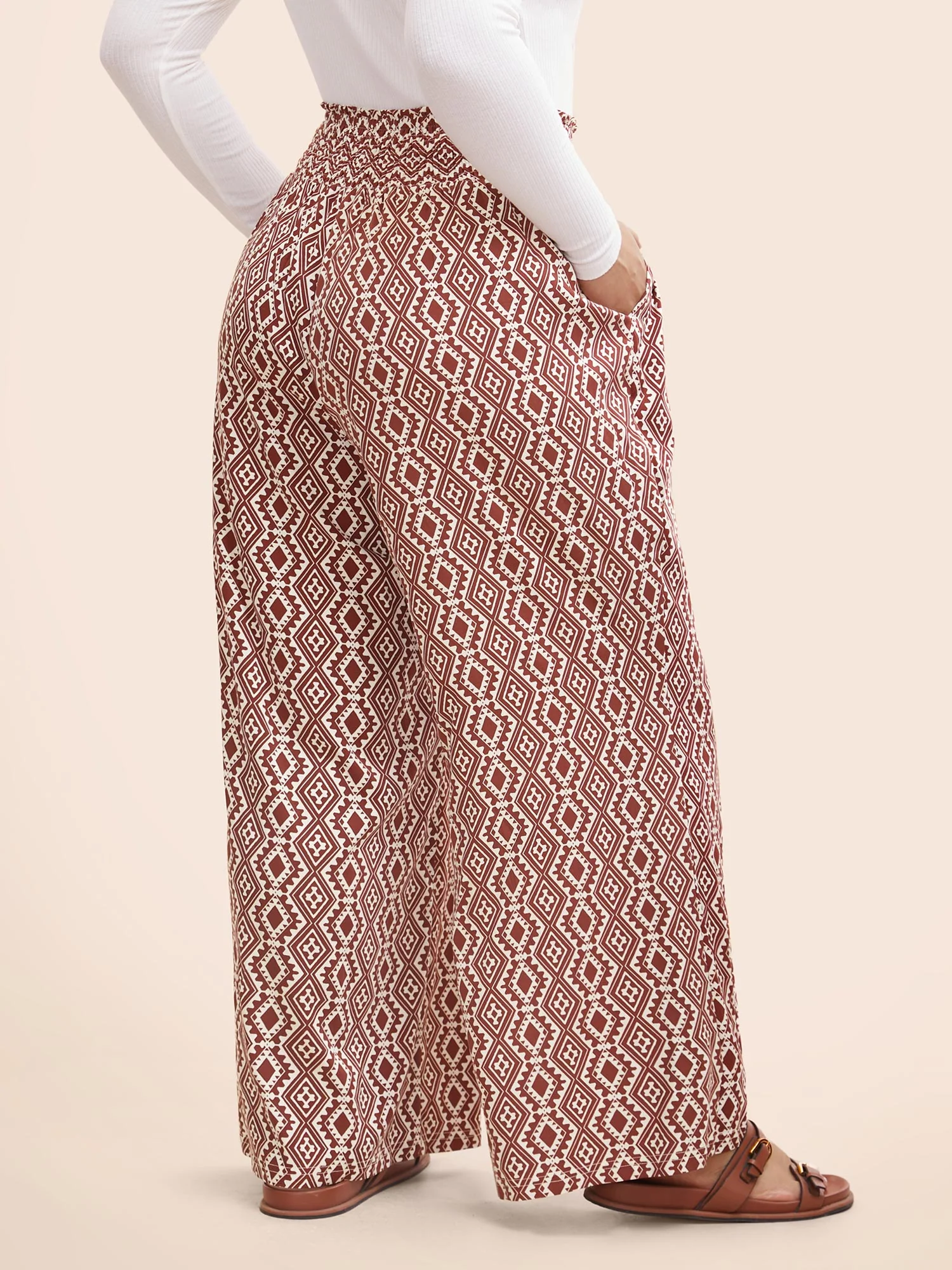 Bandana Paperbag Drawstring Waist Wide Leg Pants - Image 2