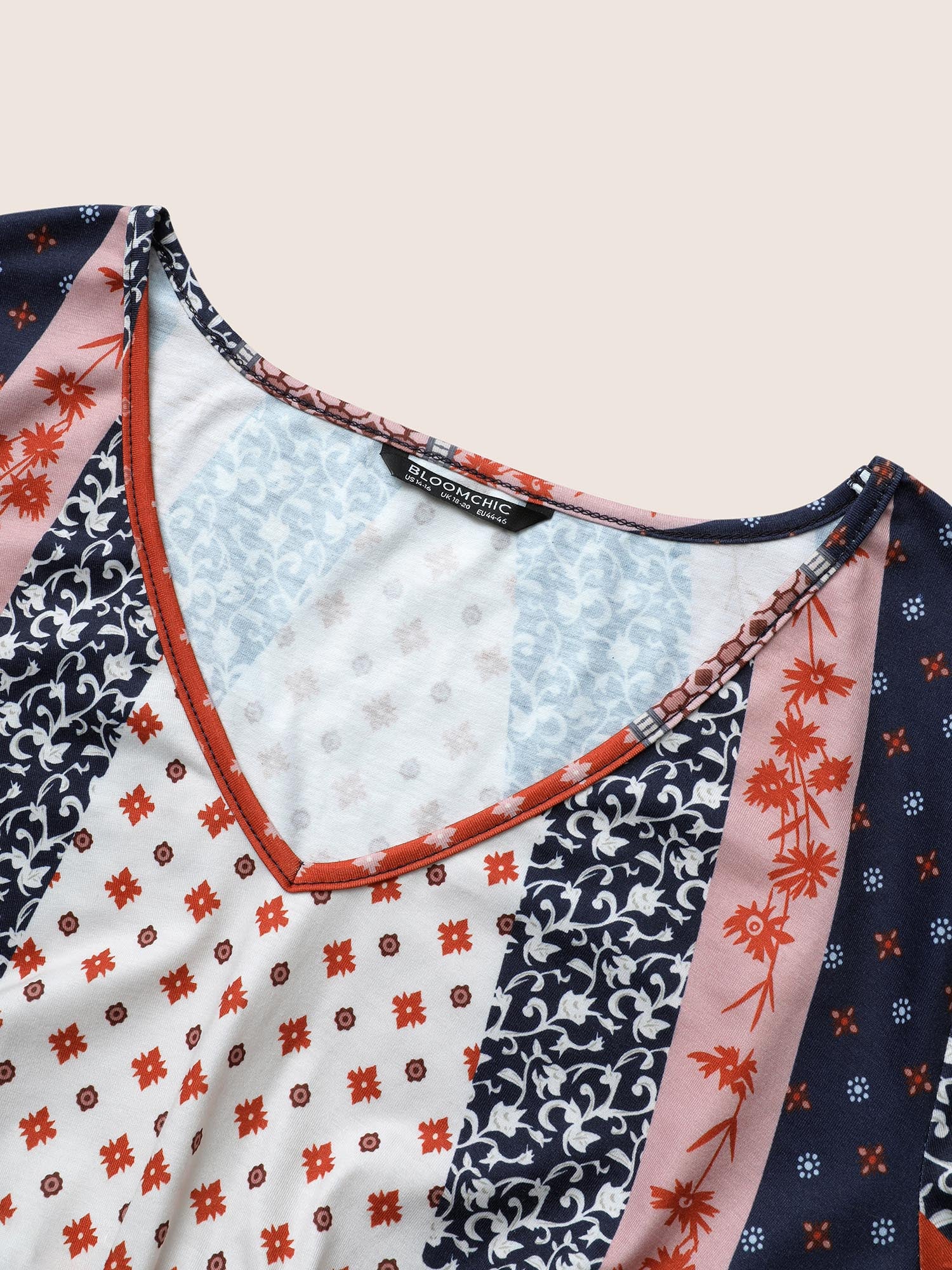 Bandana Patchwork Bell Sleeve Elastic Waist Dress - Image 5