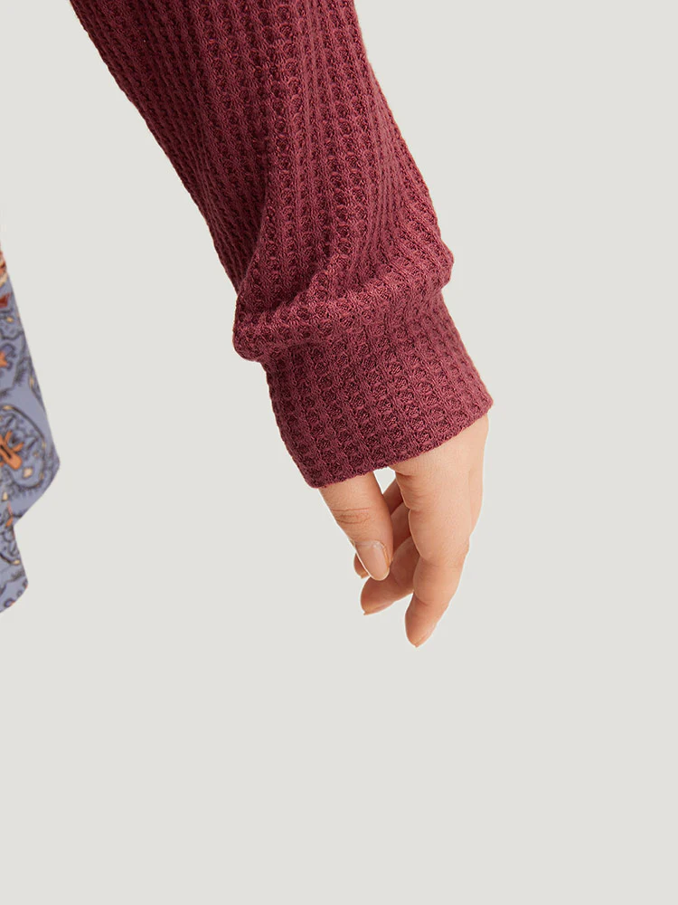 Bandana Patchwork Crew Neck Elastic Cuffs Sweatshirt - Image 8