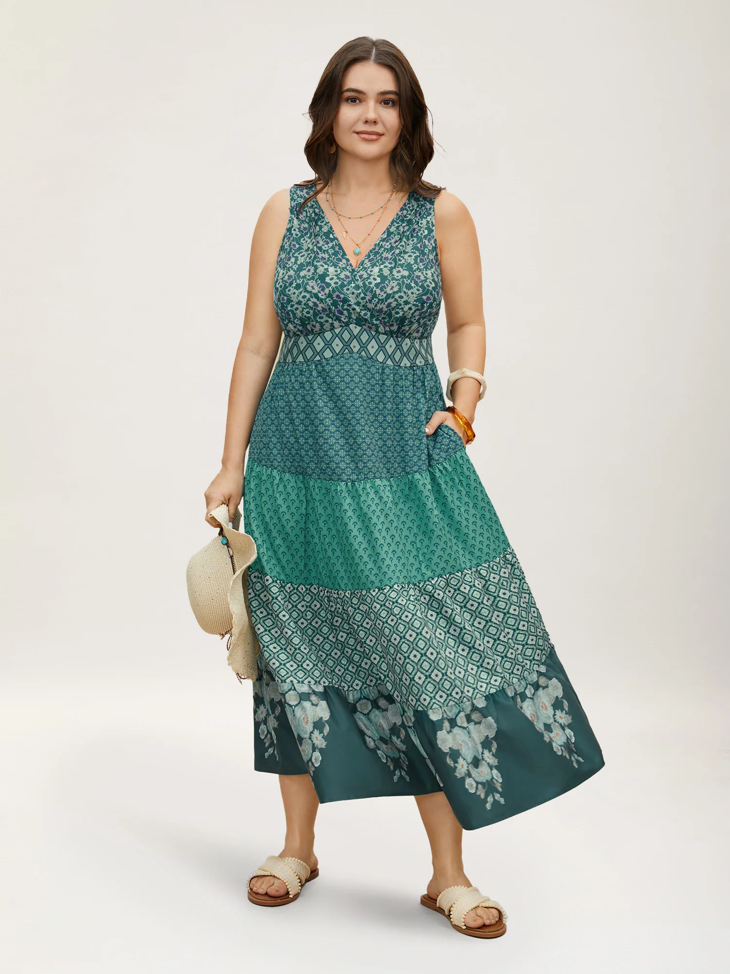 Bandana Patchwork Floral Sleeveless Dress - Image 11