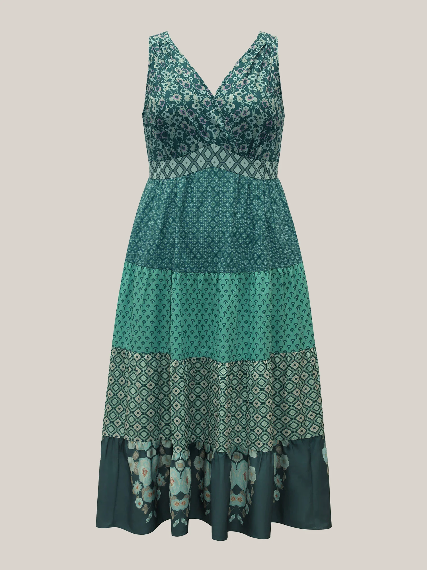 Bandana Patchwork Floral Sleeveless Dress - Image 15