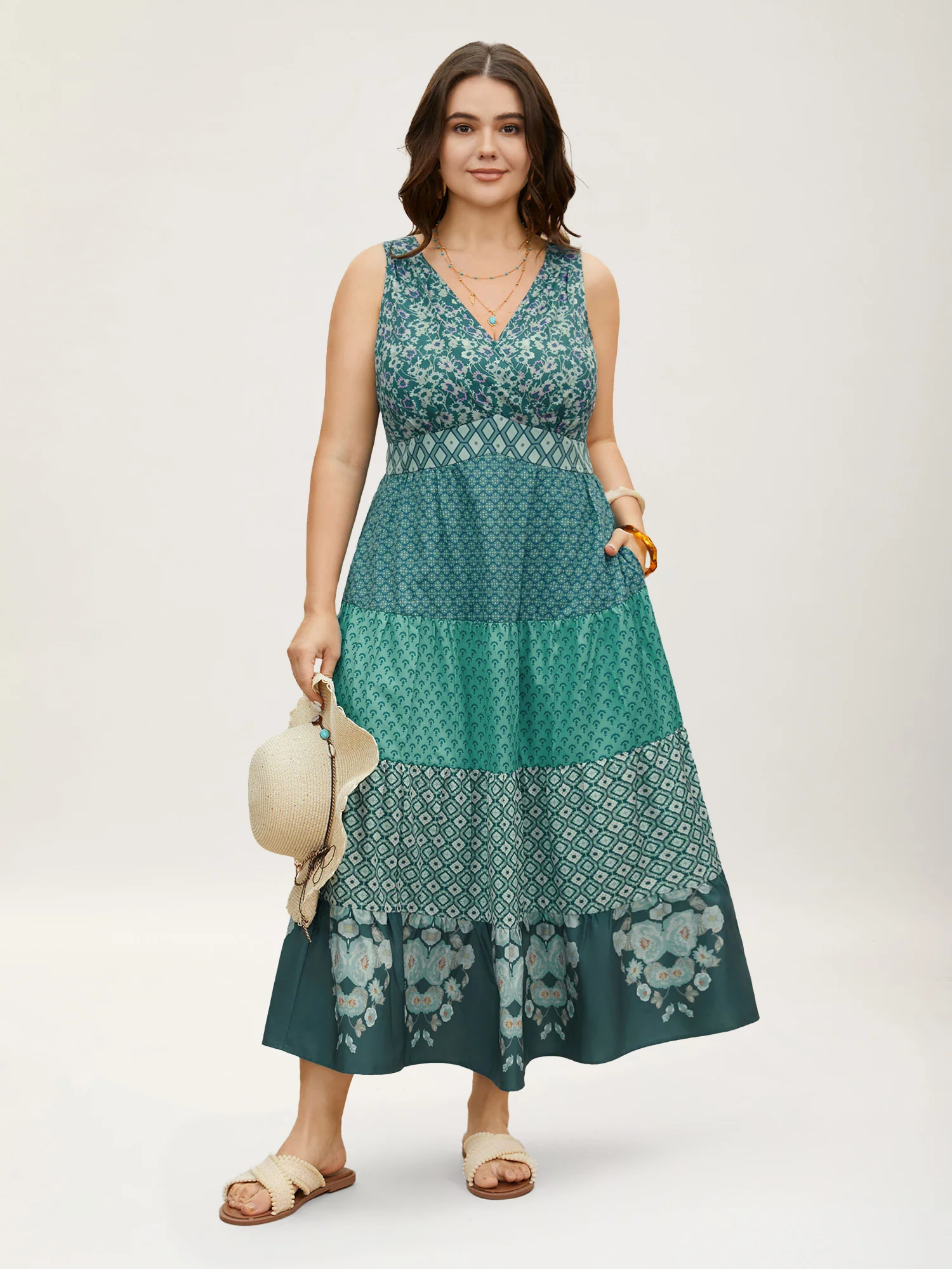 Bandana Patchwork Floral Sleeveless Dress - Image 9