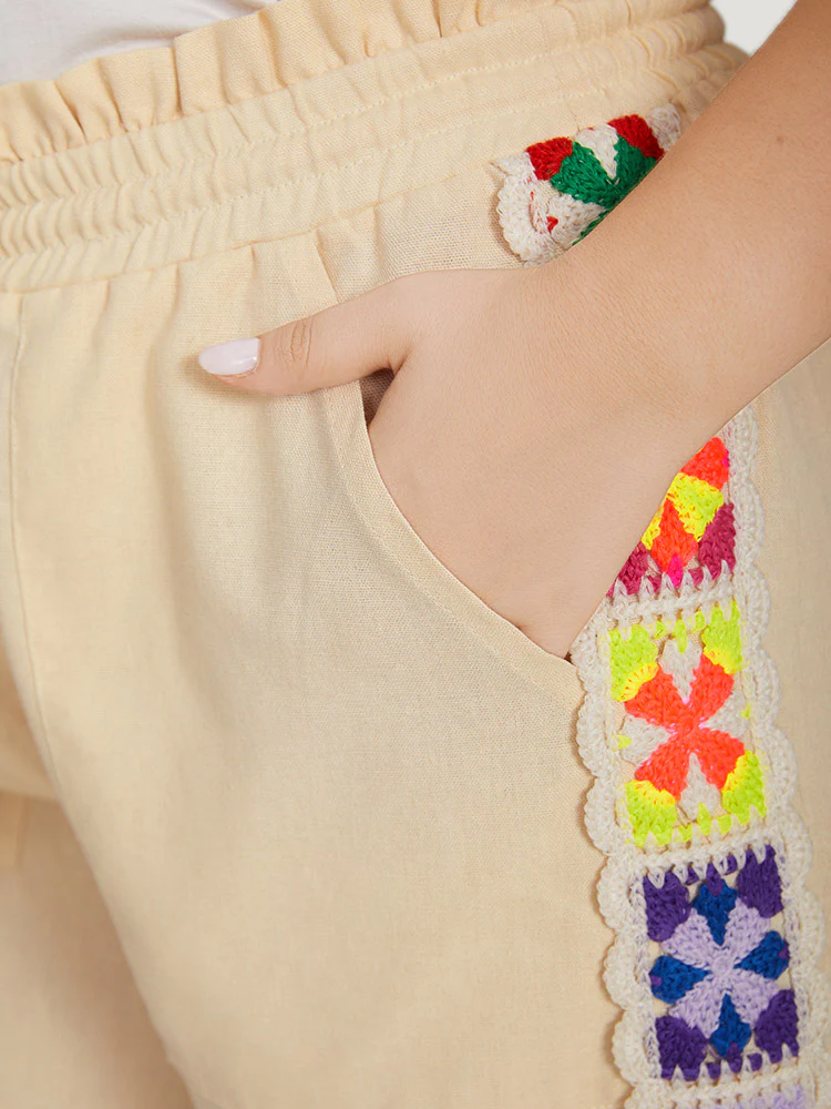 Bandana Patchwork Pocket Ties Paperbag Waist Shorts - Image 8