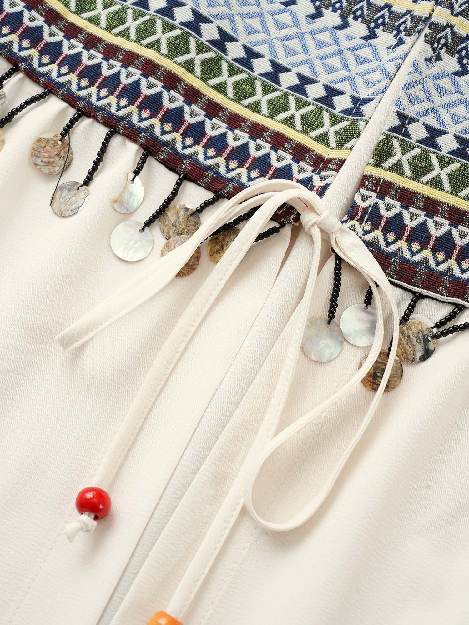Bandana Patchwork Style Accents Tassel Kimono - Image 6