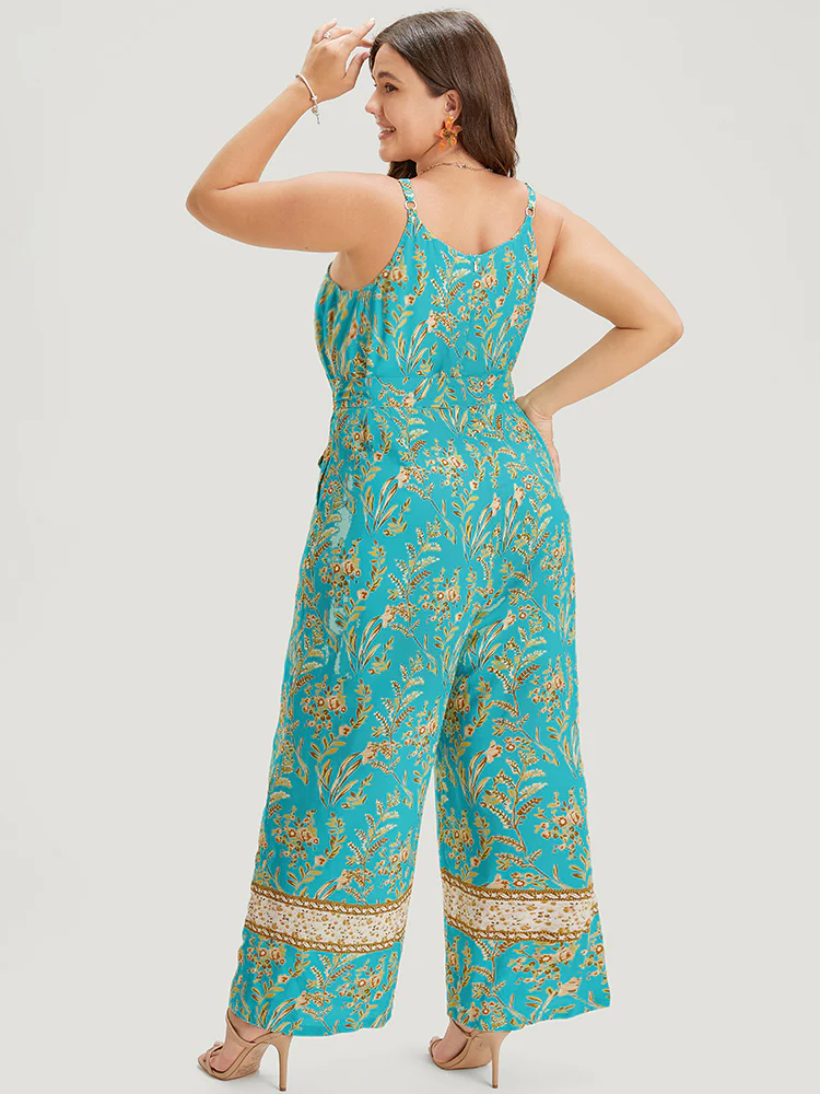 Bandana Print Belt Pocket Spaghetti Strap Jumpsuit - Image 2