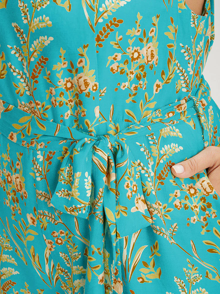 Bandana Print Belt Pocket Spaghetti Strap Jumpsuit - Image 8