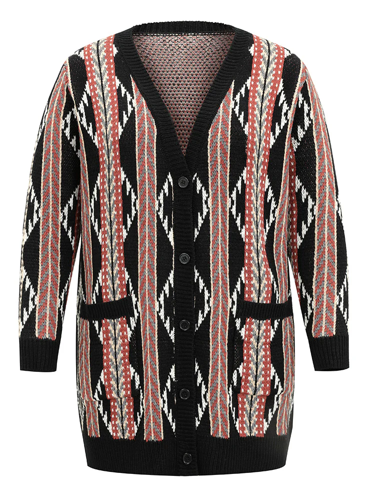 Bandana Print Button Down Patched Pocket Tunic Cardigan - Image 6